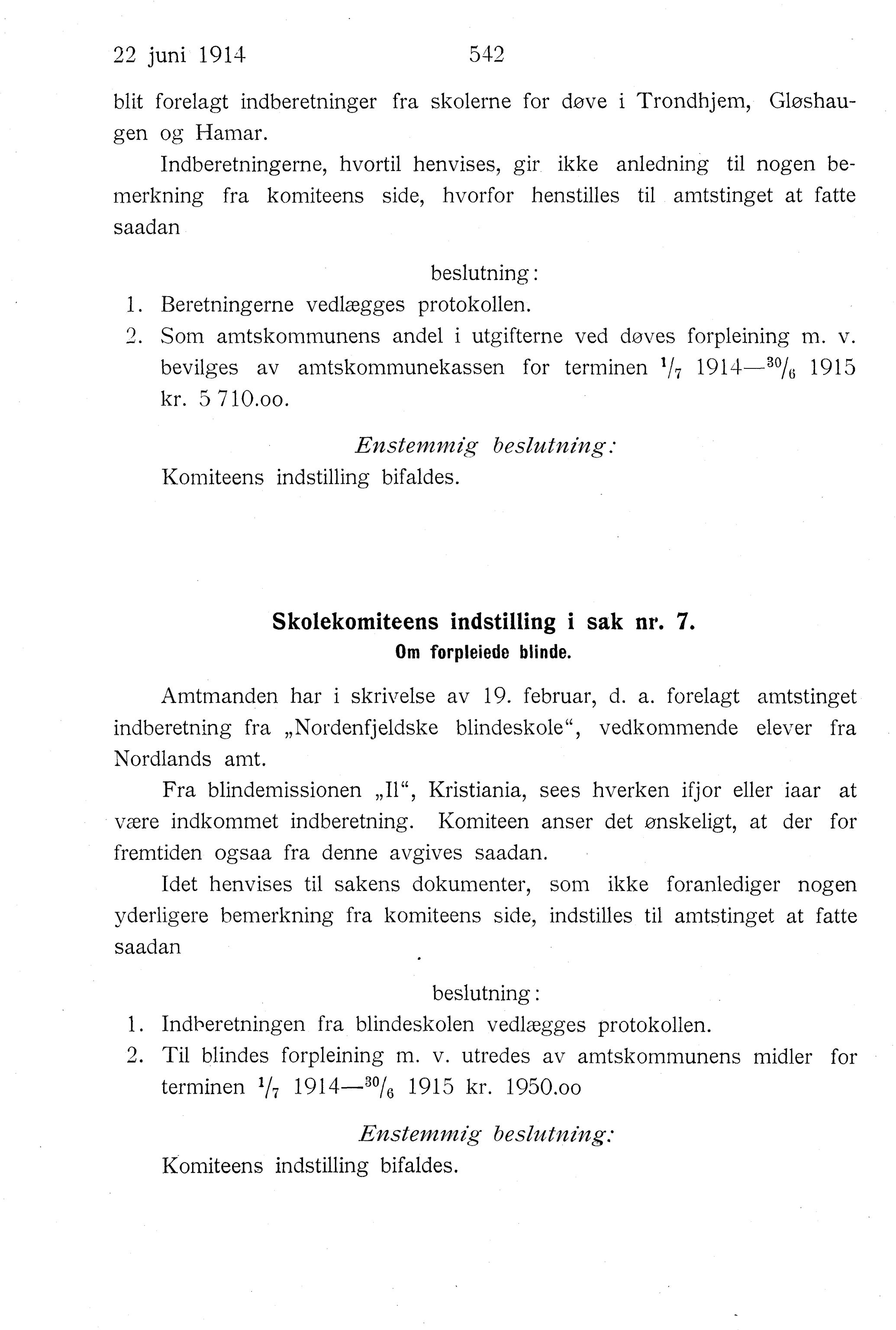 Nordland Fylkeskommune. Fylkestinget, AIN/NFK-17/176/A/Ac/L0037: Fylkestingsforhandlinger 1914, 1914