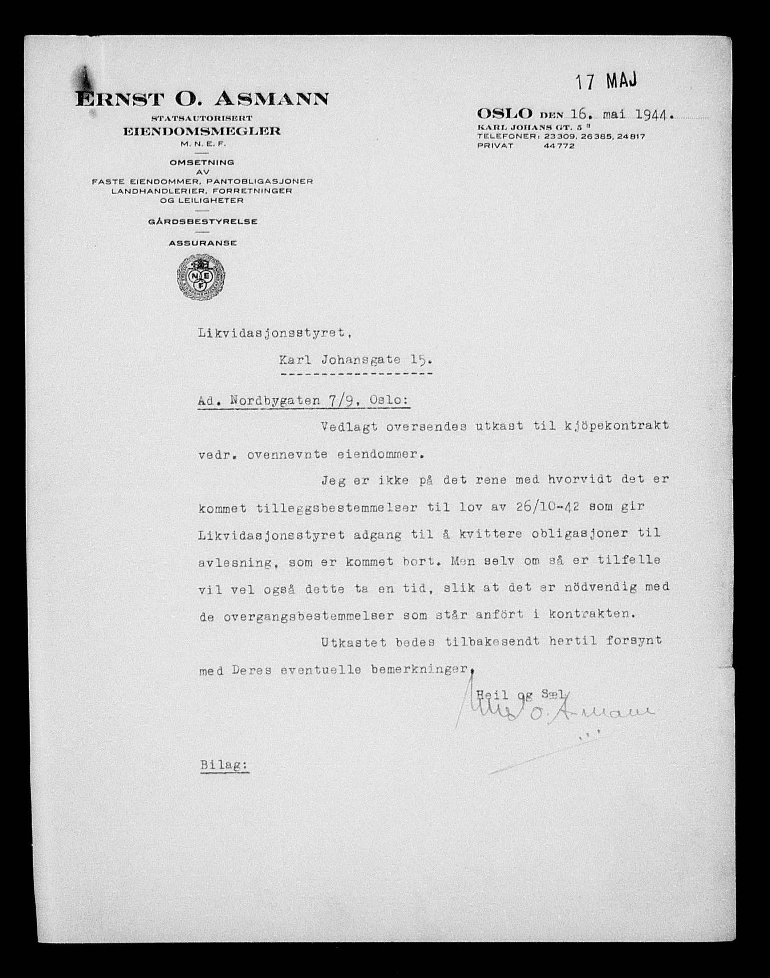 Justisdepartementet, Tilbakeføringskontoret for inndratte formuer, AV/RA-S-1564/H/Hc/Hcc/L0939: --, 1945-1947, s. 252