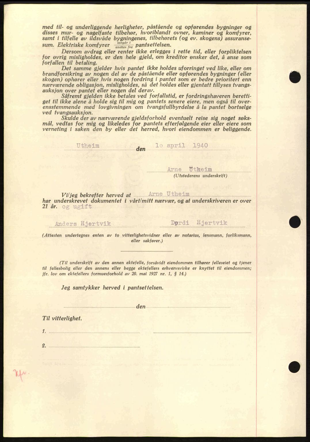 Nordmøre sorenskriveri, AV/SAT-A-4132/1/2/2Ca: Pantebok nr. B87, 1940-1941, Dagboknr: 1336/1940