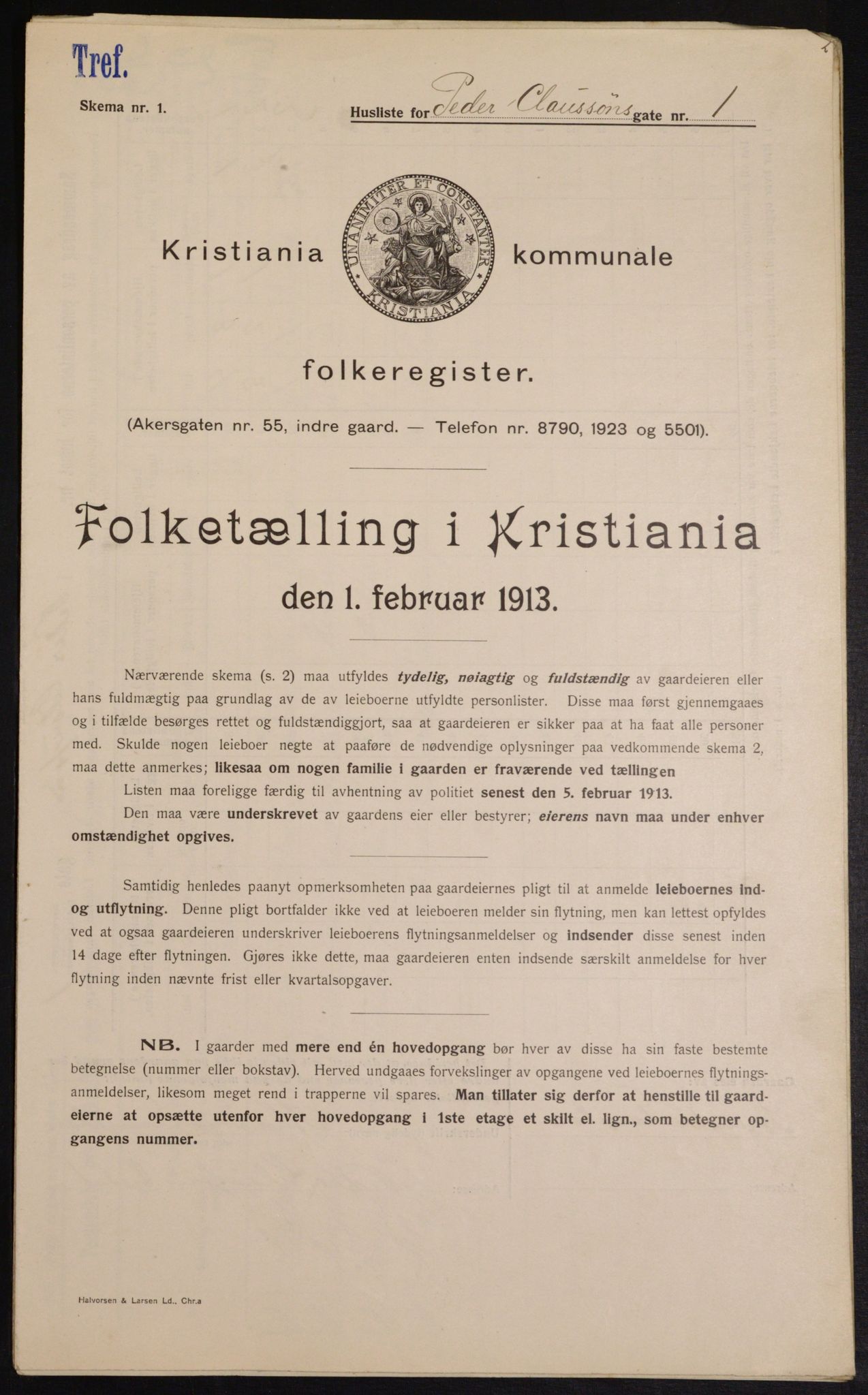 OBA, Kommunal folketelling 1.2.1913 for Kristiania, 1913, s. 78906
