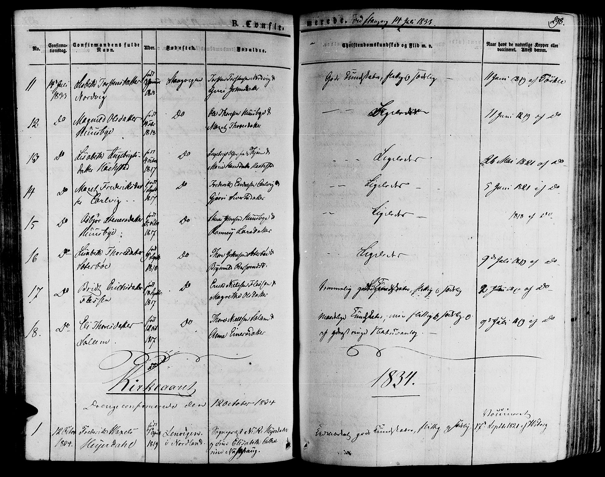 Ministerialprotokoller, klokkerbøker og fødselsregistre - Møre og Romsdal, SAT/A-1454/592/L1024: Ministerialbok nr. 592A03 /1, 1831-1849, s. 298