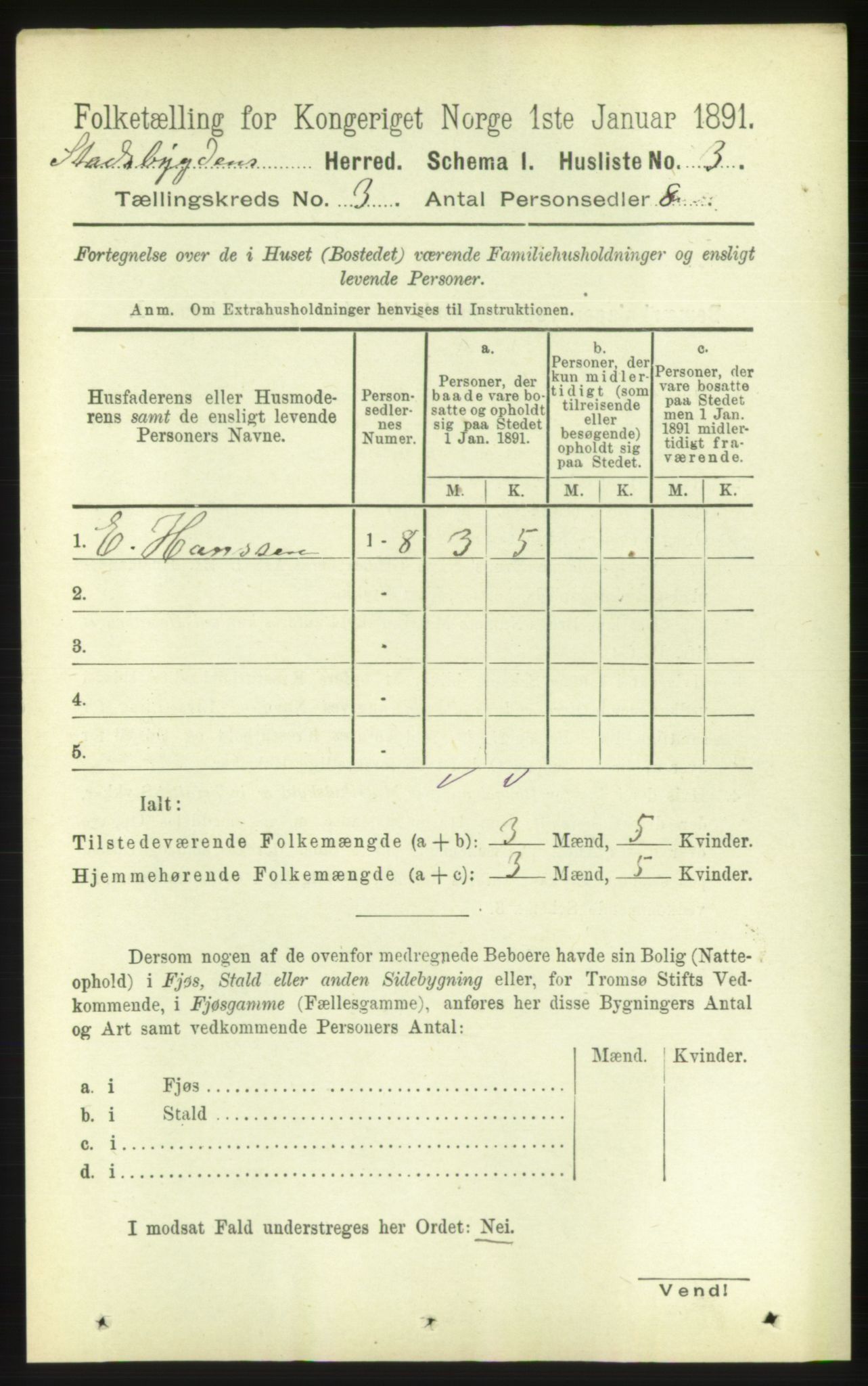 RA, Folketelling 1891 for 1625 Stadsbygd herred, 1891, s. 1304