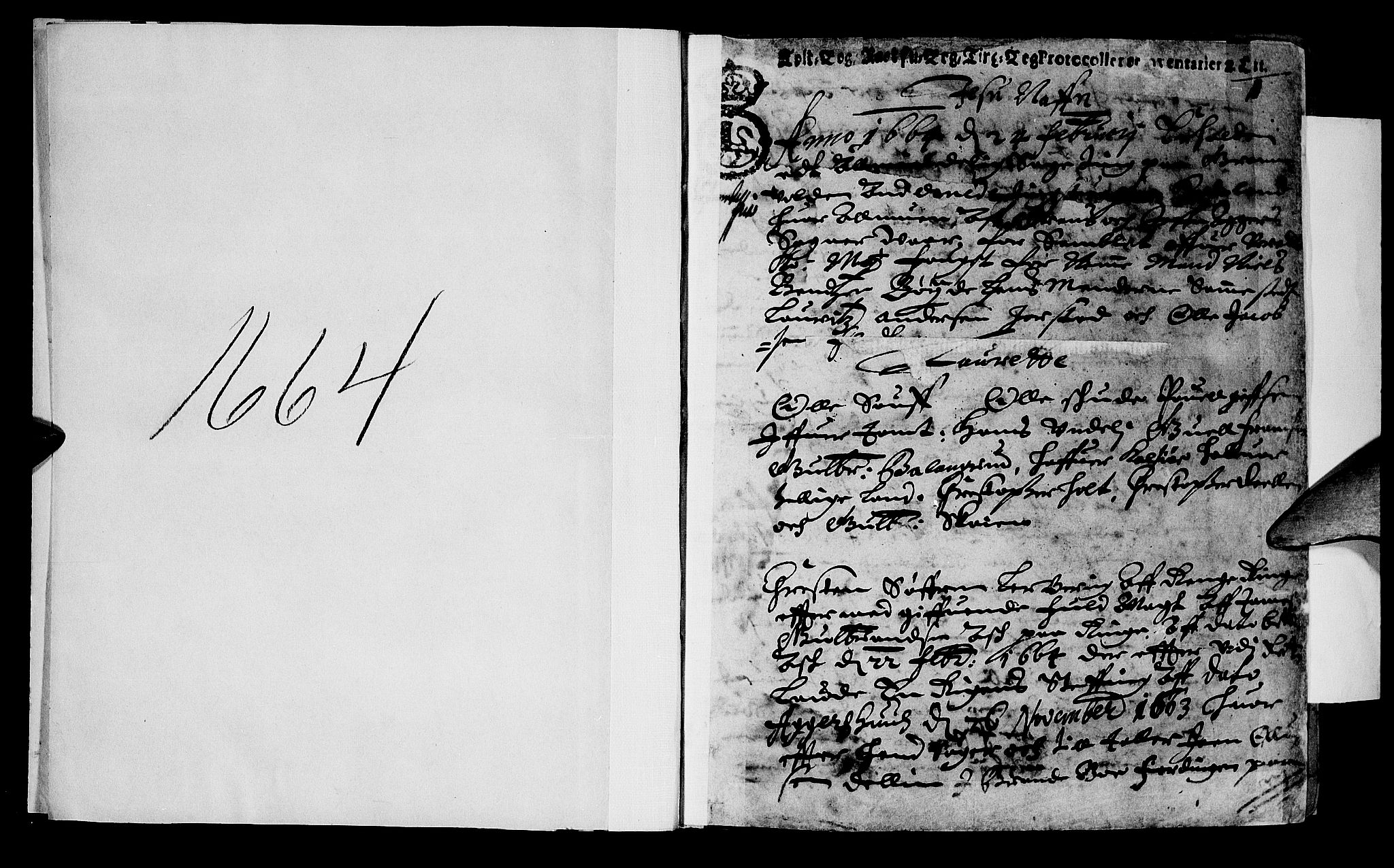 Hadeland, Land og Valdres sorenskriveri, SAH/TING-028/G/Gb/L0011: Tingbok, 1664, s. 0b-1a