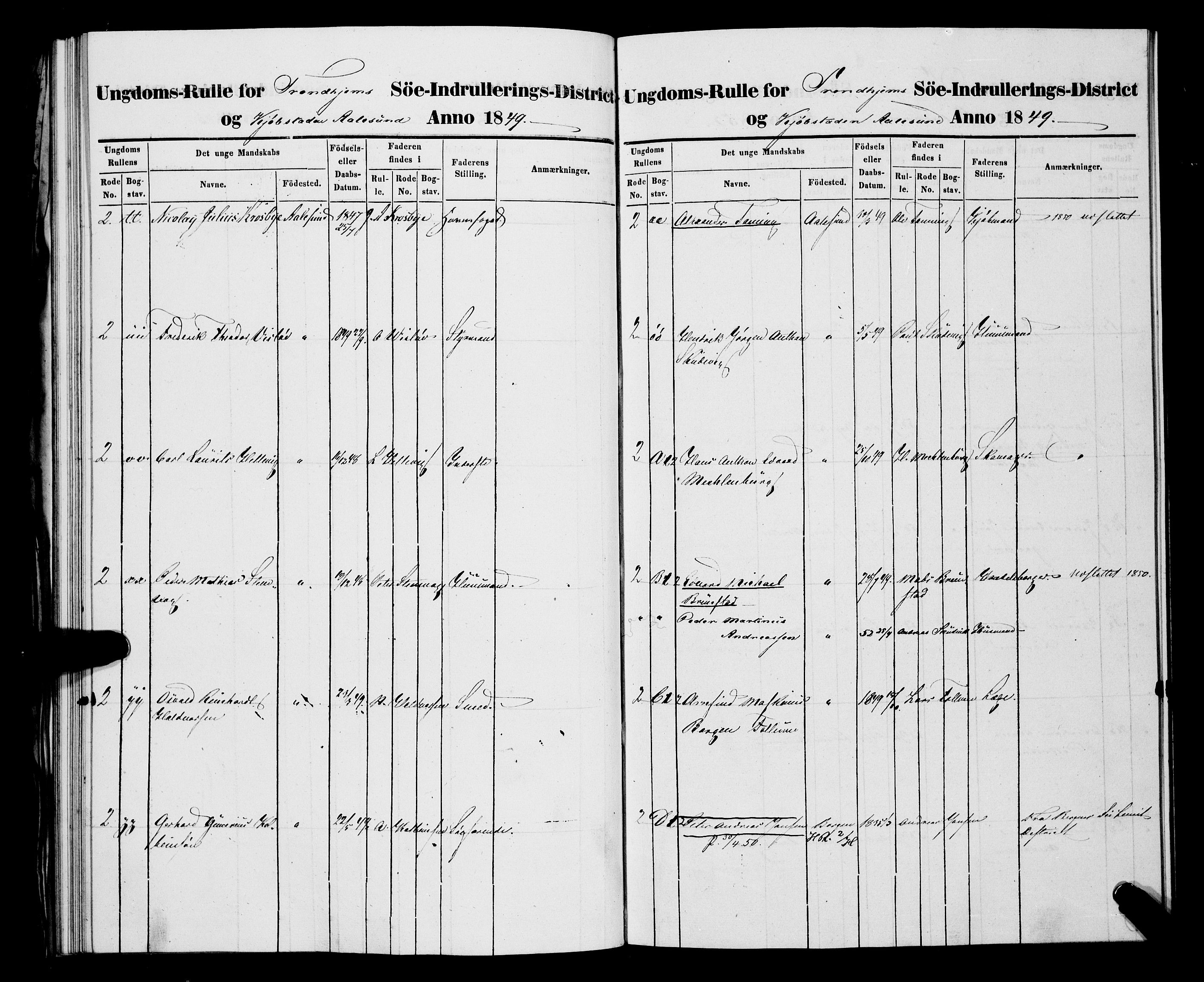 Sjøinnrulleringen - Trondhjemske distrikt, AV/SAT-A-5121/01/L0307: Hovedrulle, ungdomsrulle og ekstrarulle for Ålesund by, 1831-1846