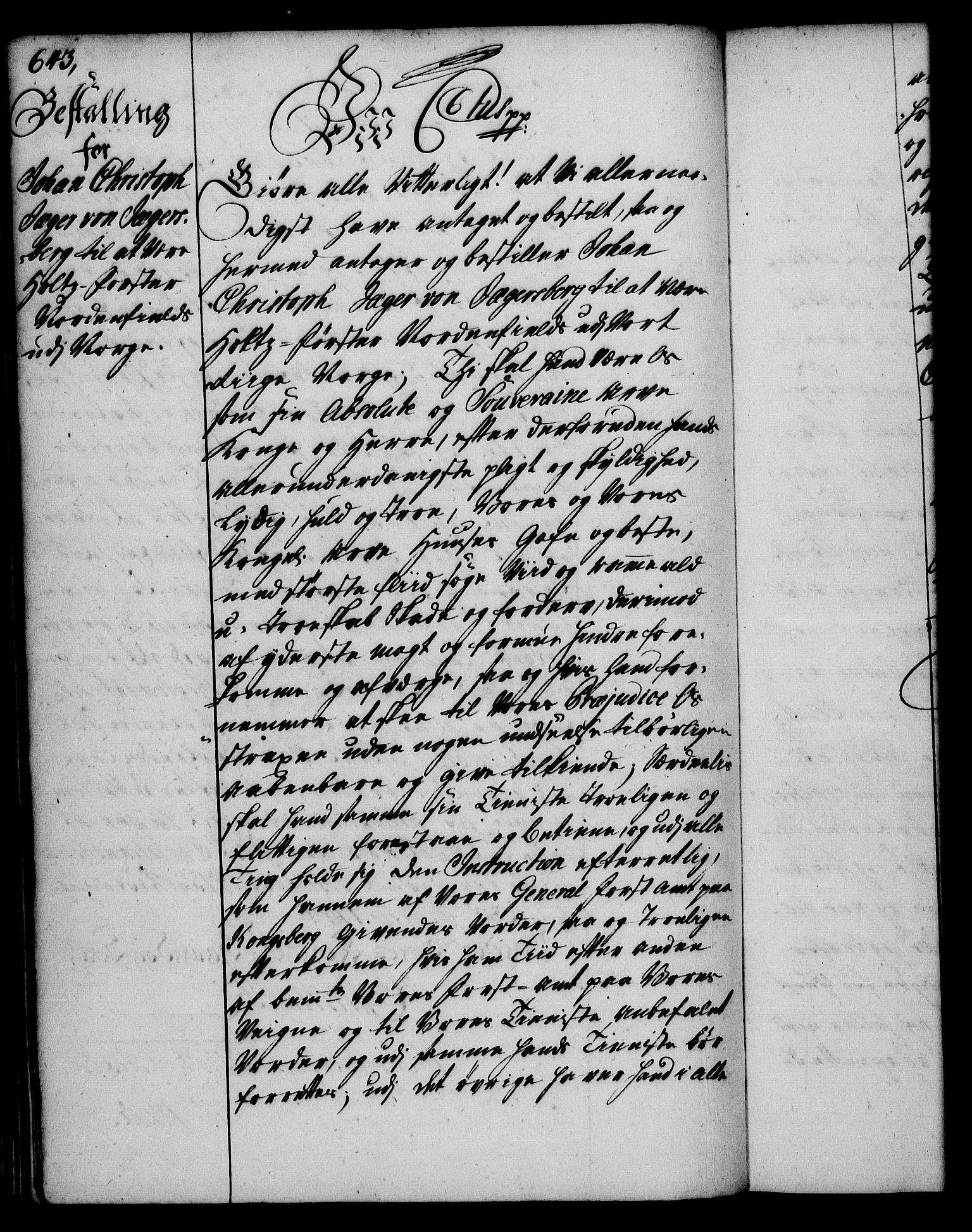 Rentekammeret, Kammerkanselliet, RA/EA-3111/G/Gg/Gge/L0002: Norsk bestallingsprotokoll med register (merket RK 53.26), 1730-1744, s. 643