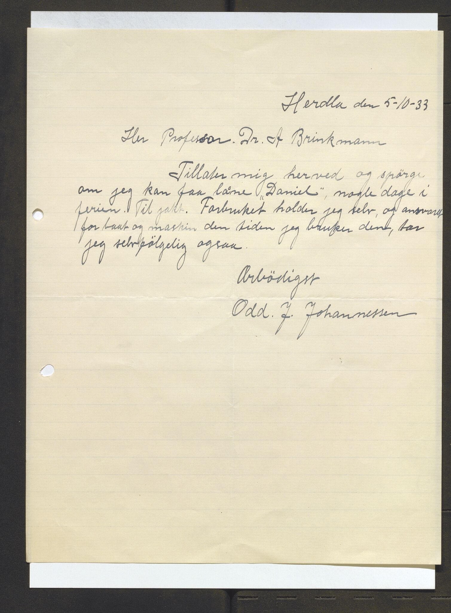 Bergens Museum, AV/SAB-A-17301/13/D/L0002: Korrespondanse , 1928-1940, s. 600