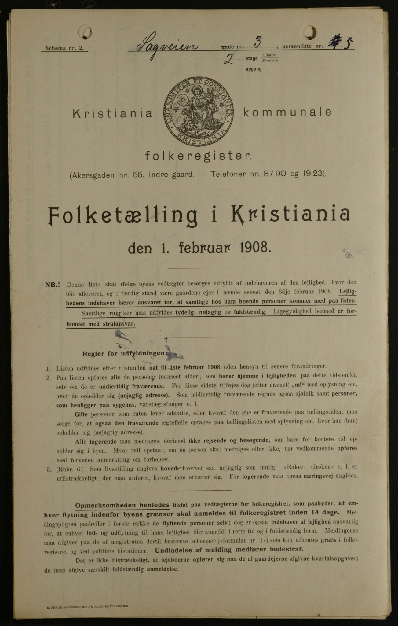 OBA, Kommunal folketelling 1.2.1908 for Kristiania kjøpstad, 1908, s. 77888