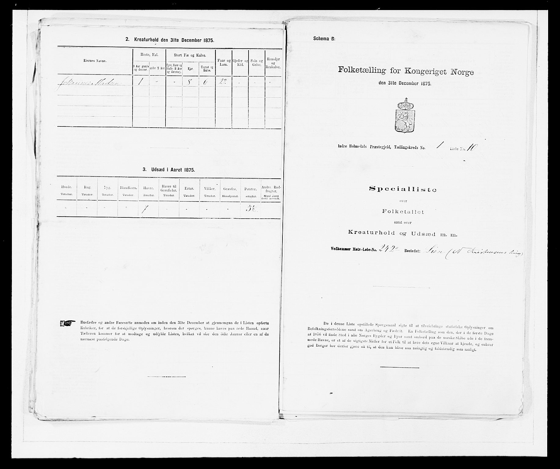 SAB, Folketelling 1875 for 1430P Indre Holmedal prestegjeld, 1875, s. 45