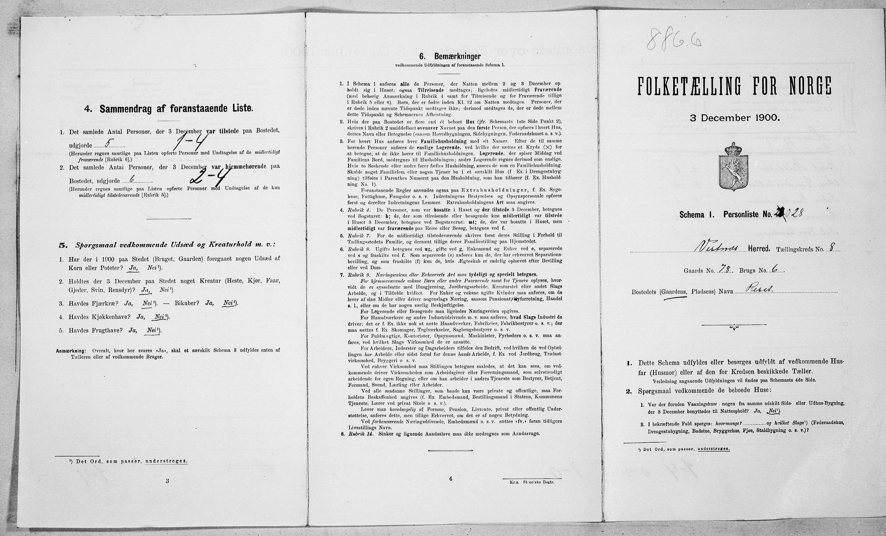 SAT, Folketelling 1900 for 1535 Vestnes herred, 1900, s. 840