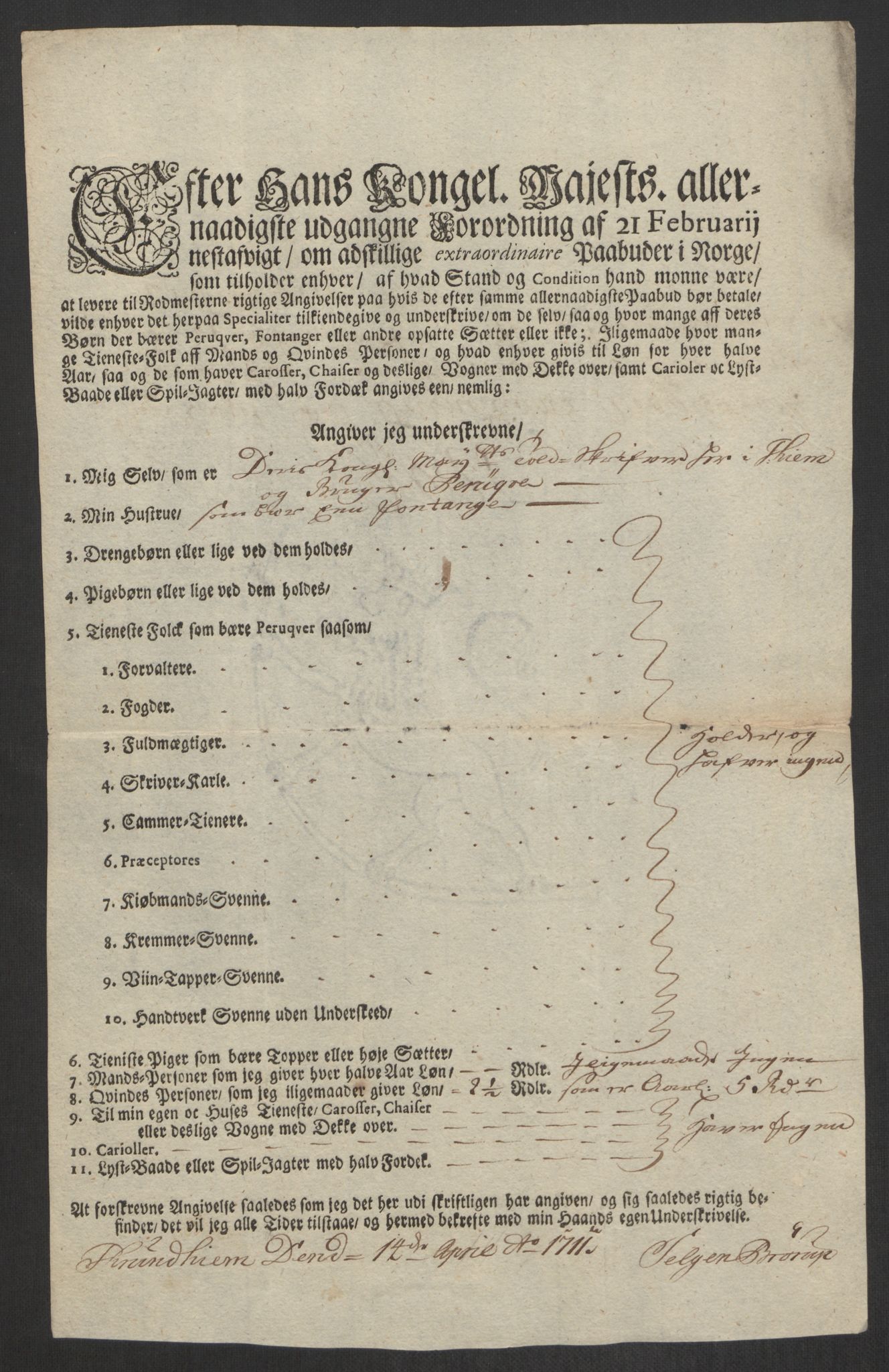 Rentekammeret inntil 1814, Reviderte regnskaper, Byregnskaper, AV/RA-EA-4066/R/Rs/L0507: [S3] Kontribusjonsregnskap, 1699-1711, s. 537