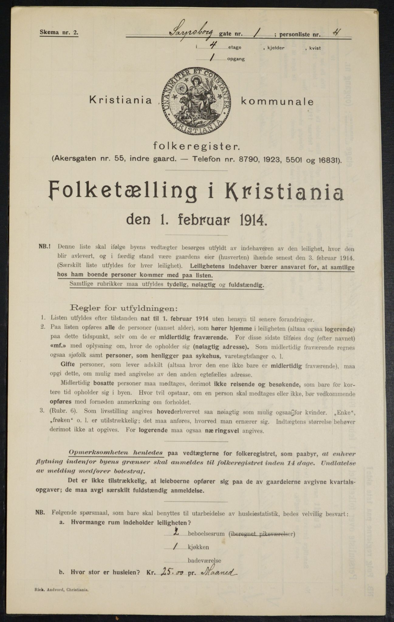 OBA, Kommunal folketelling 1.2.1914 for Kristiania, 1914, s. 88929