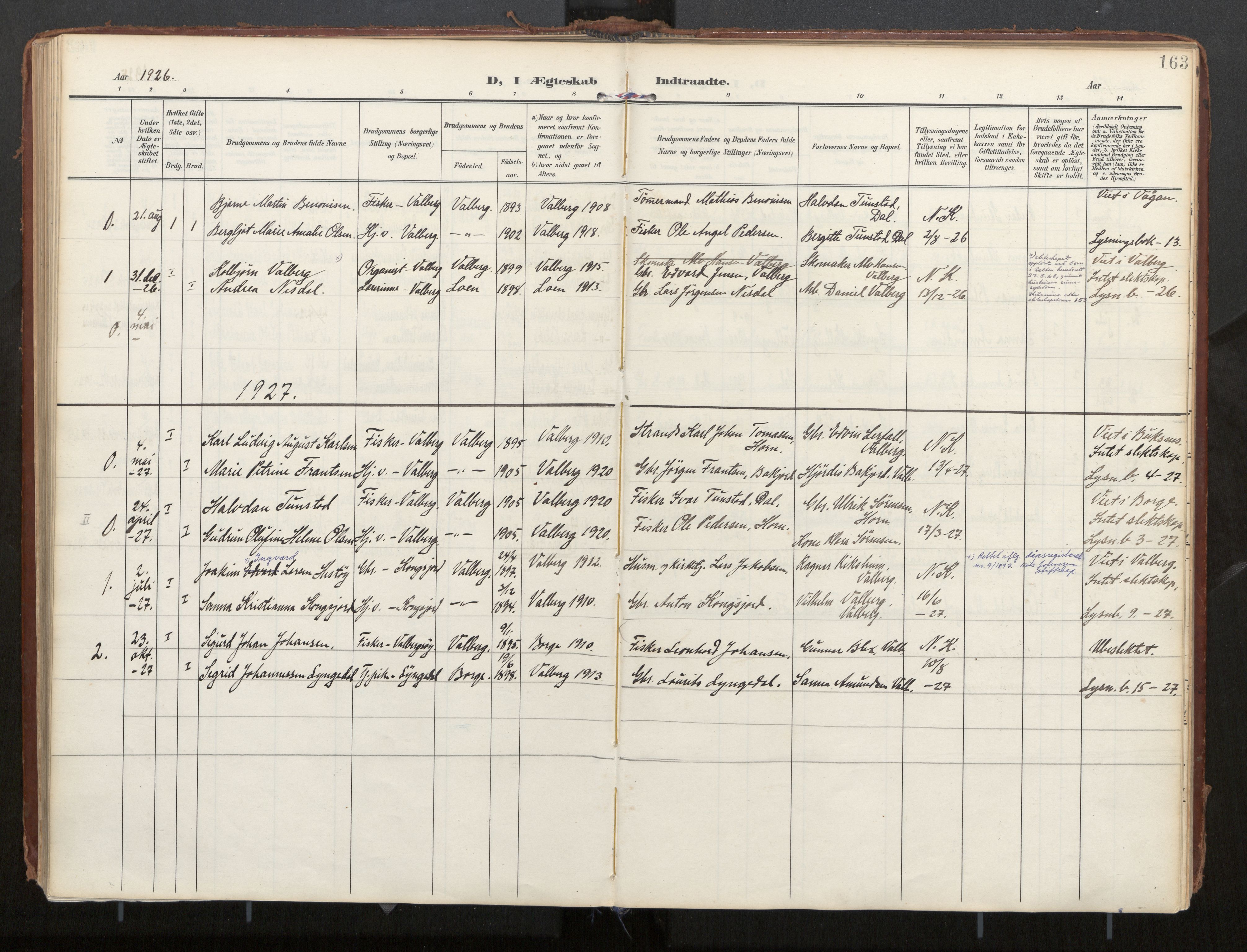 Ministerialprotokoller, klokkerbøker og fødselsregistre - Nordland, AV/SAT-A-1459/884/L1194: Ministerialbok nr. 884A02, 1906-1937, s. 163