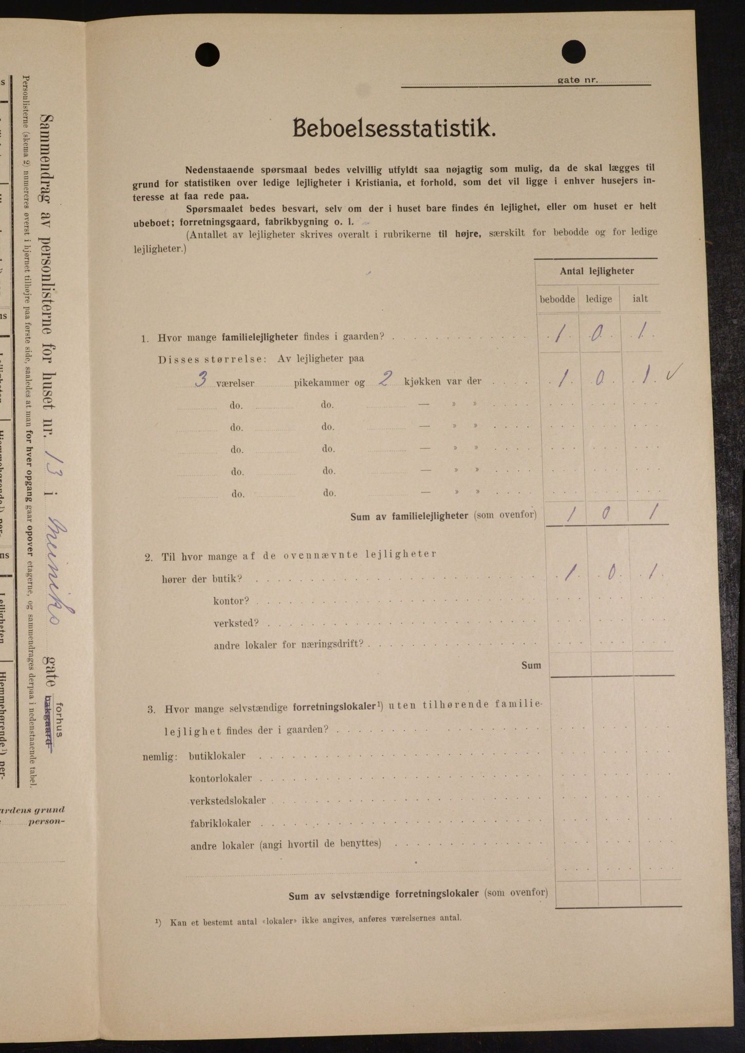 OBA, Kommunal folketelling 1.2.1909 for Kristiania kjøpstad, 1909, s. 1205