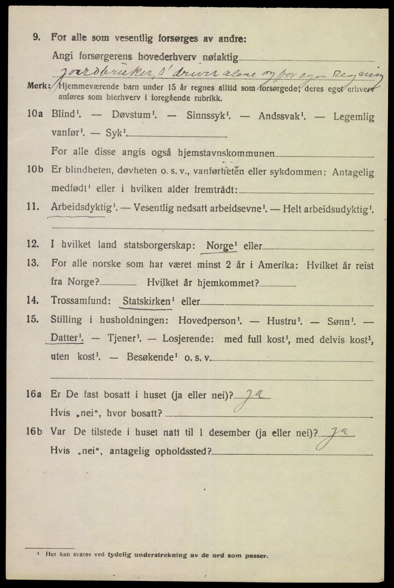 SAK, Folketelling 1920 for 1023 Finsland herred, 1920, s. 1587