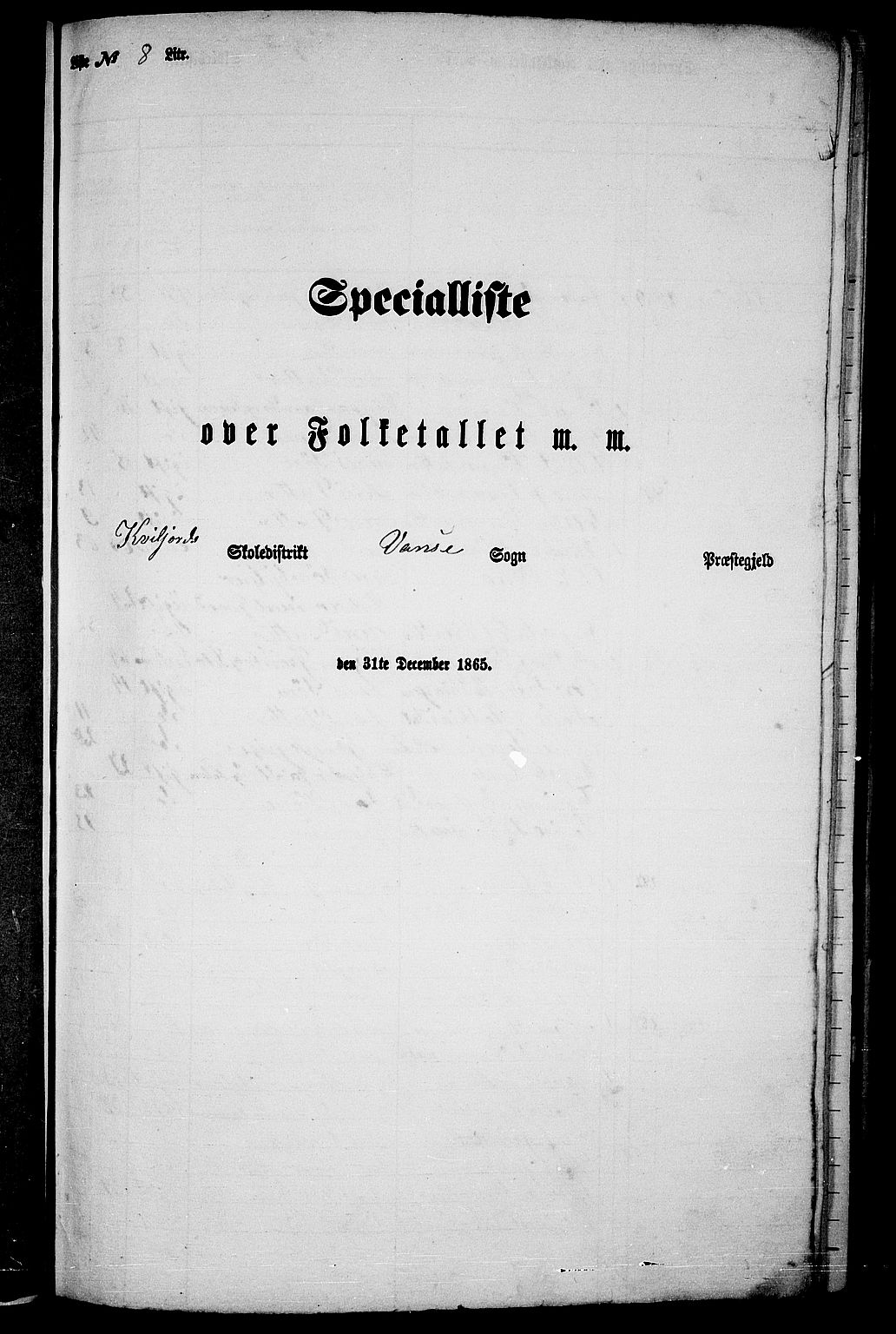 RA, Folketelling 1865 for 1041L Vanse prestegjeld, Vanse sokn og Farsund landsokn, 1865, s. 90