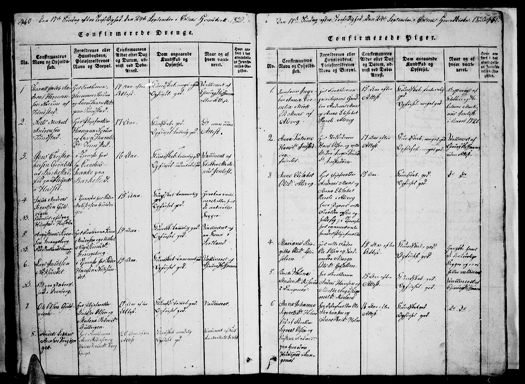 Ministerialprotokoller, klokkerbøker og fødselsregistre - Nordland, SAT/A-1459/893/L1346: Klokkerbok nr. 893C01, 1820-1858, s. 460-461