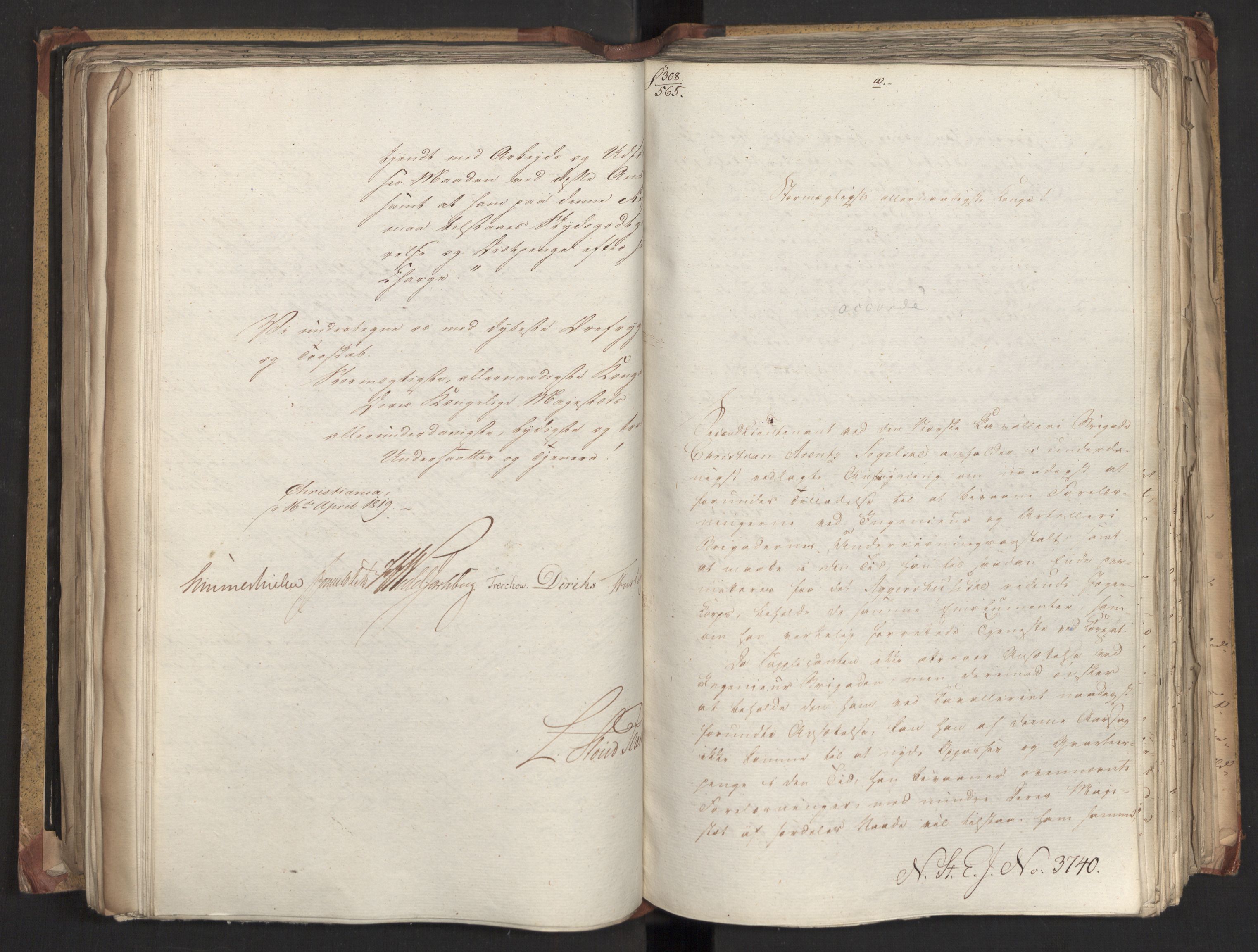 Statsrådsavdelingen i Stockholm, AV/RA-S-1003/D/Da/L0018: Regjeringsinnstillinger nr. 3599-3855, 1819, s. 300