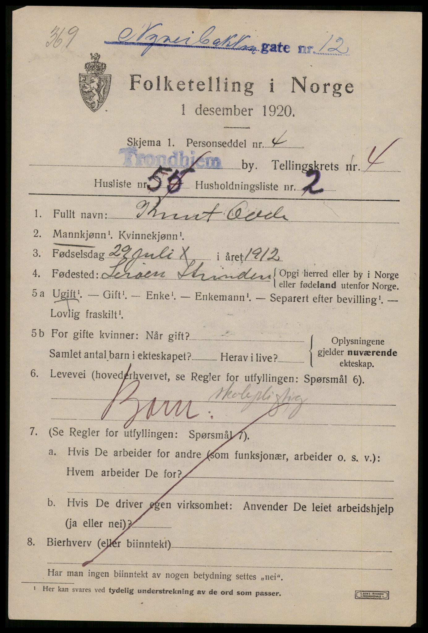 SAT, Folketelling 1920 for 1601 Trondheim kjøpstad, 1920, s. 38406