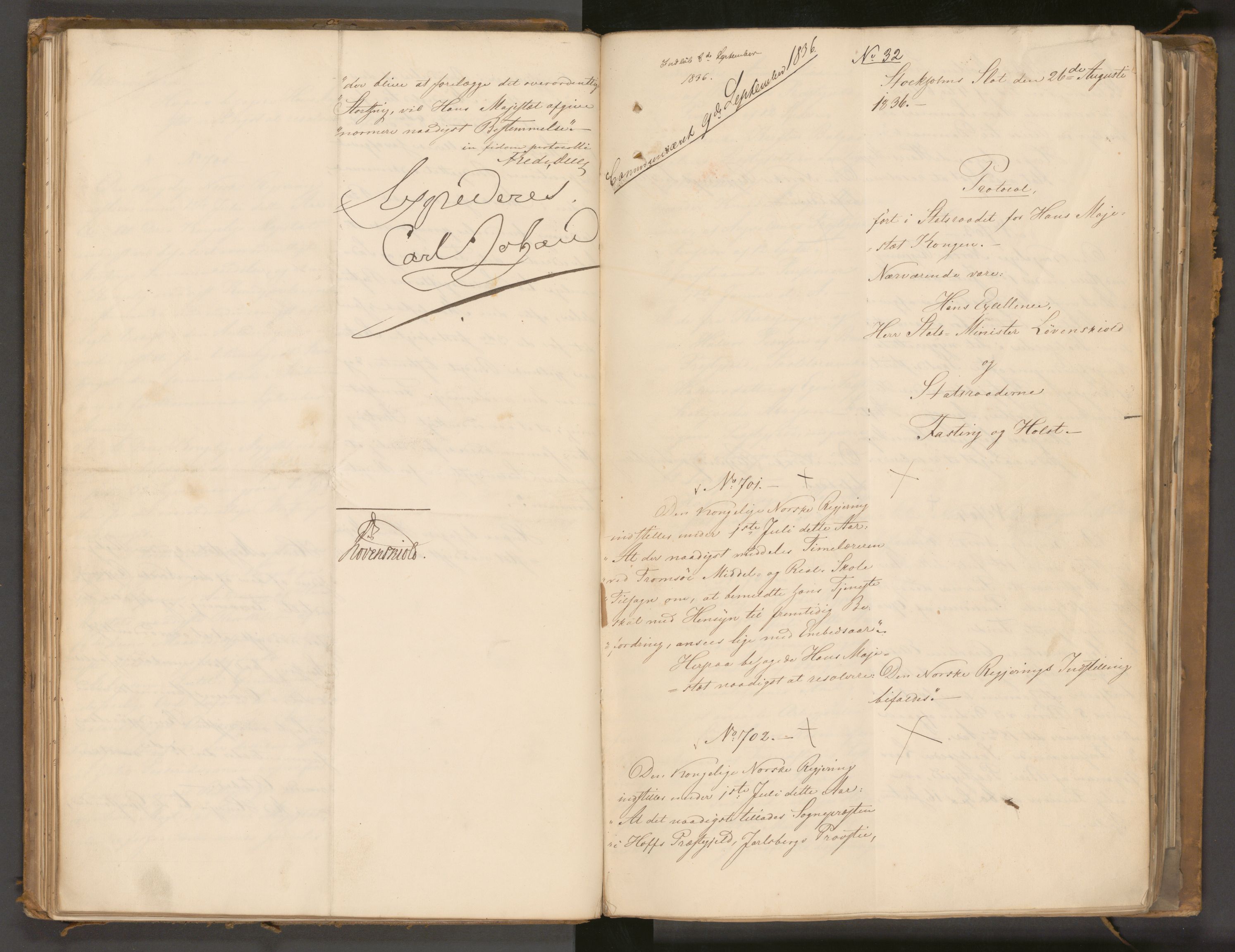 Statsrådssekretariatet, AV/RA-S-1001/A/Ab/L0043: Kgl. res. nr. 632-1192, 2. halvår, 1836
