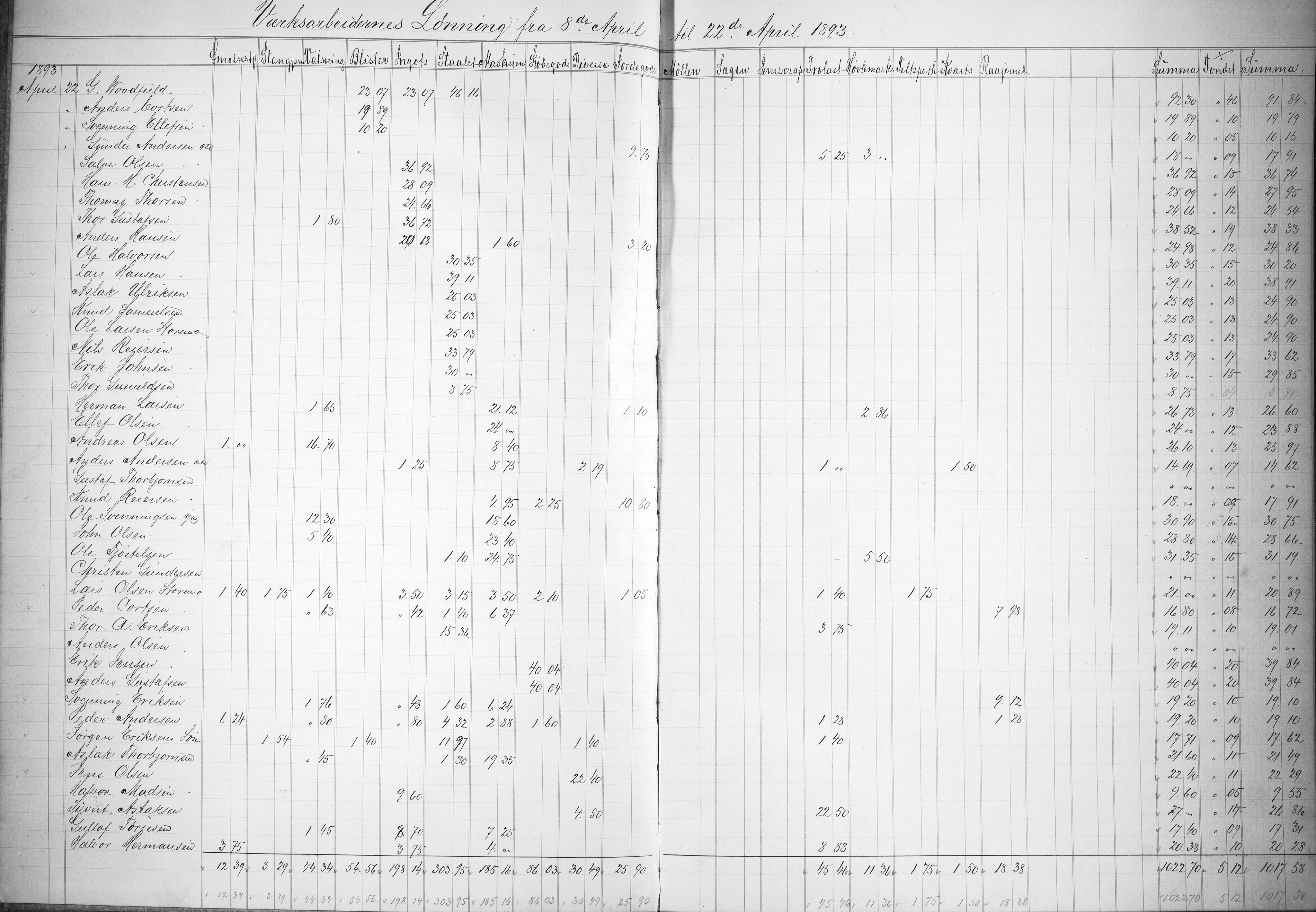 Næs Jernverk, NESJ/NJM-004/09/L0013: Dag-journal - boks 9.13, 1893-1894