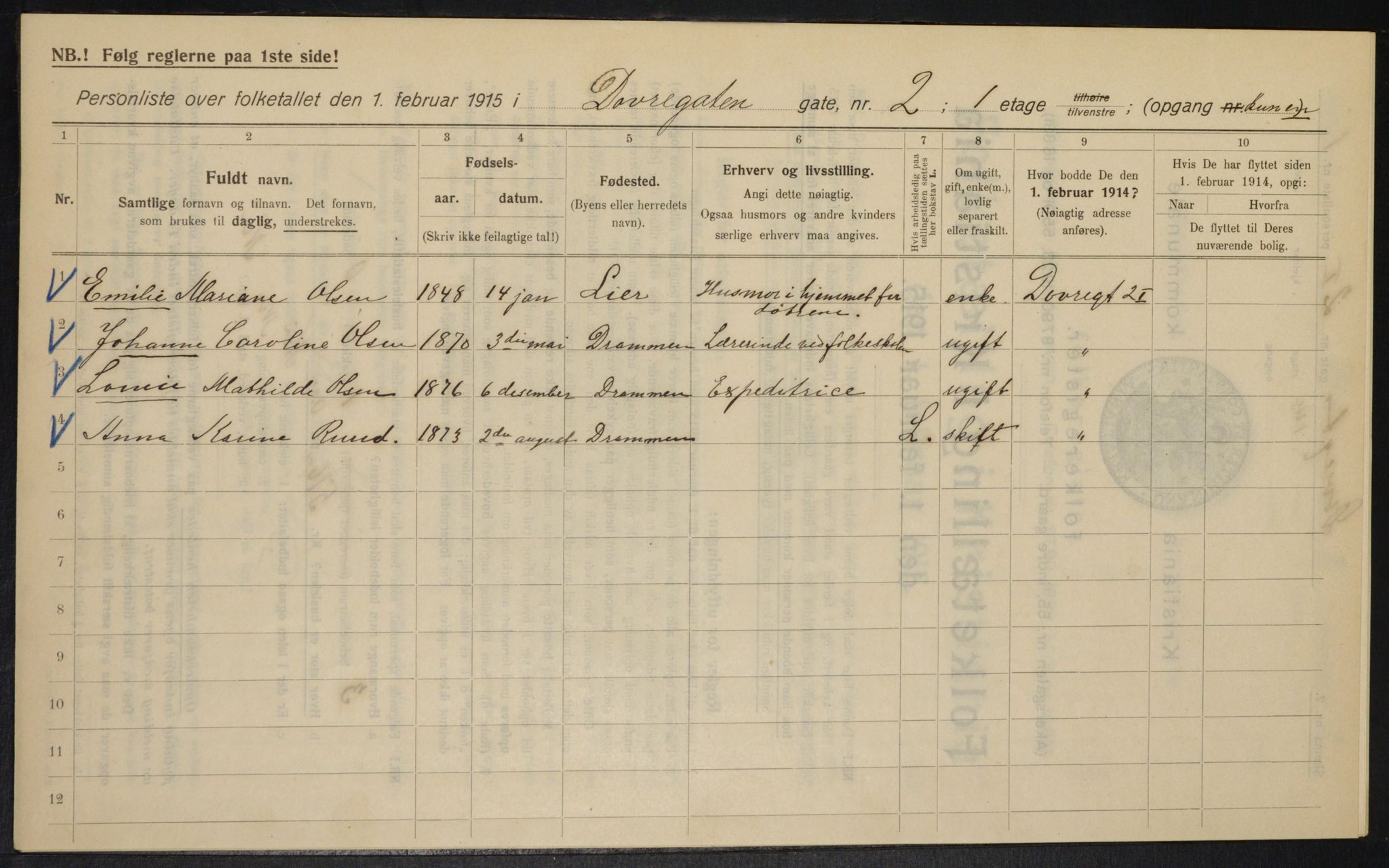 OBA, Kommunal folketelling 1.2.1915 for Kristiania, 1915, s. 16030