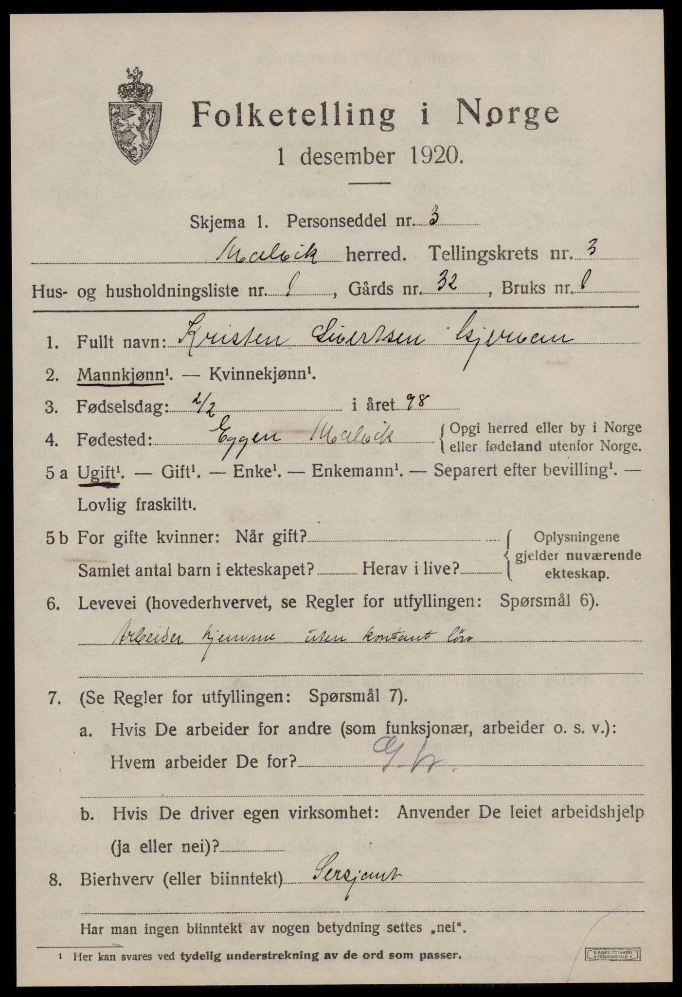 SAT, Folketelling 1920 for 1663 Malvik herred, 1920, s. 2276