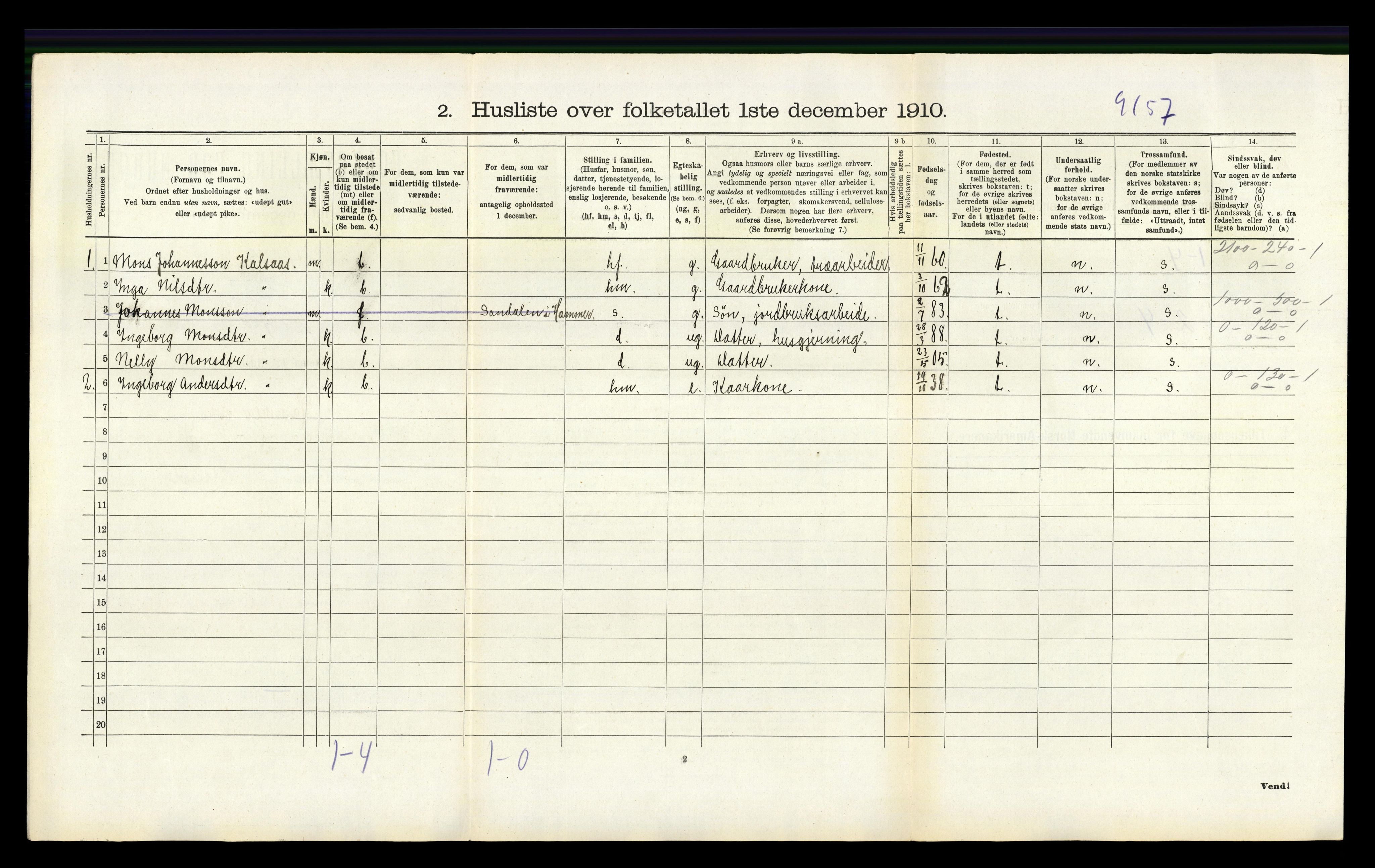 RA, Folketelling 1910 for 1254 Hamre herred, 1910, s. 321