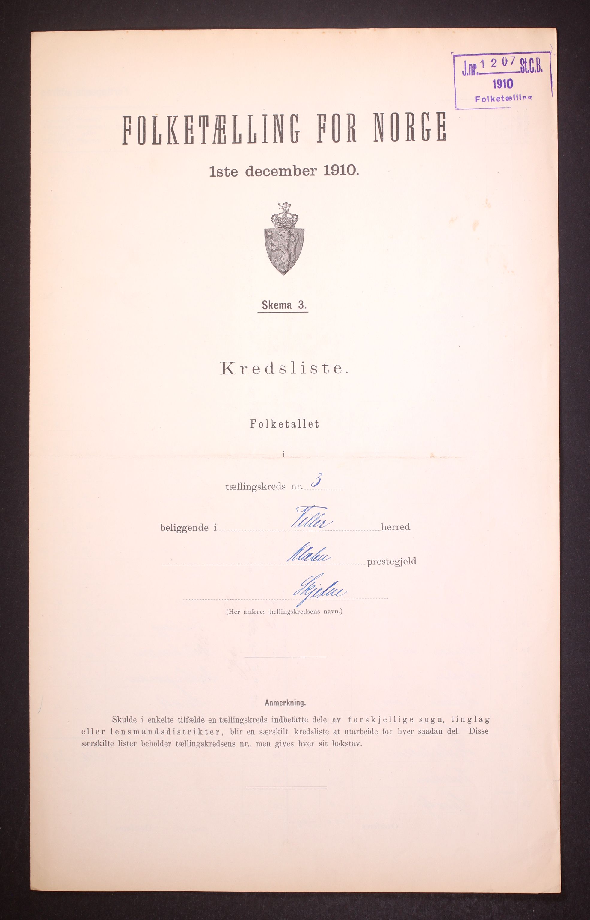 RA, Folketelling 1910 for 1661 Tiller herred, 1910, s. 10