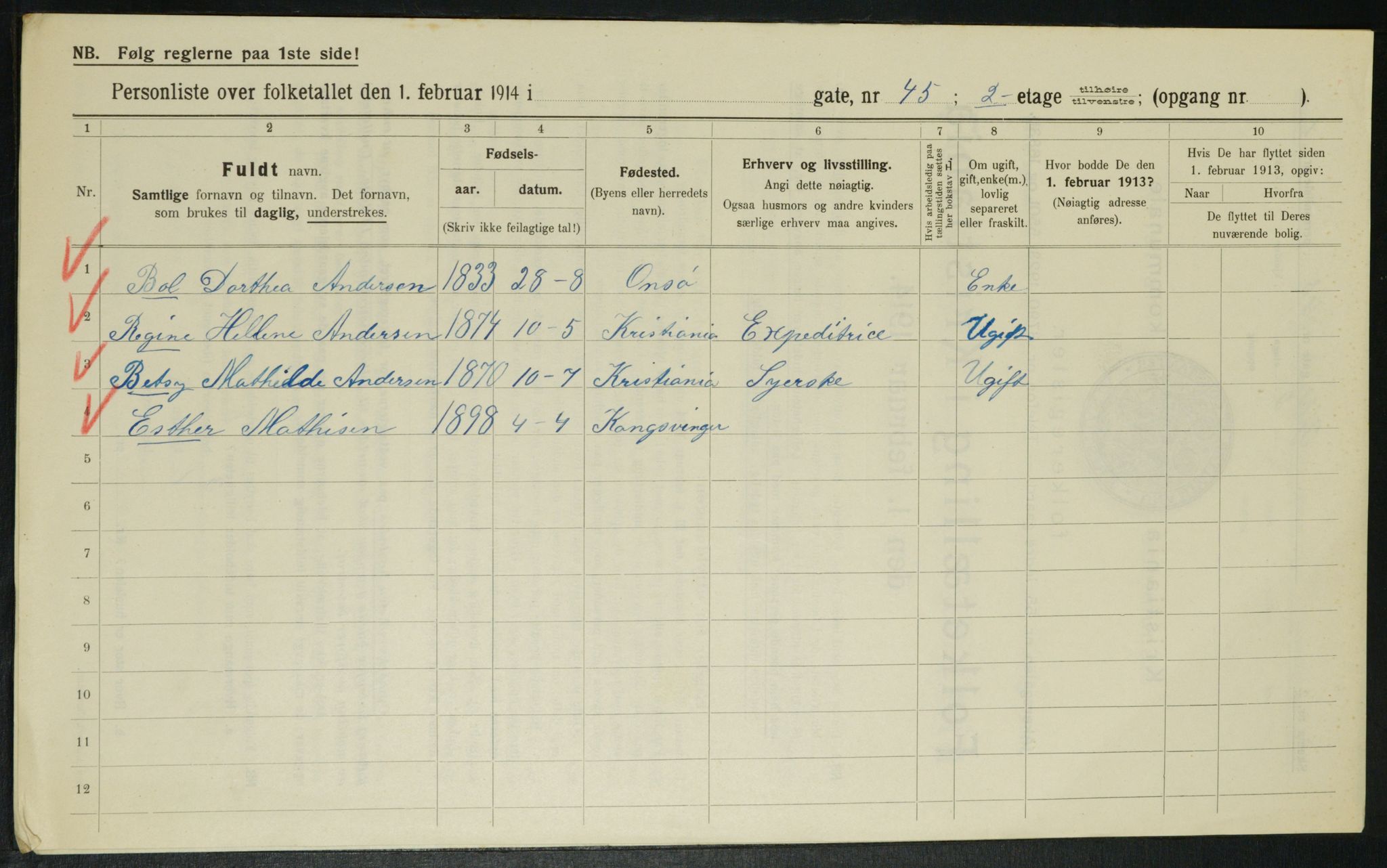 OBA, Kommunal folketelling 1.2.1914 for Kristiania, 1914, s. 24748