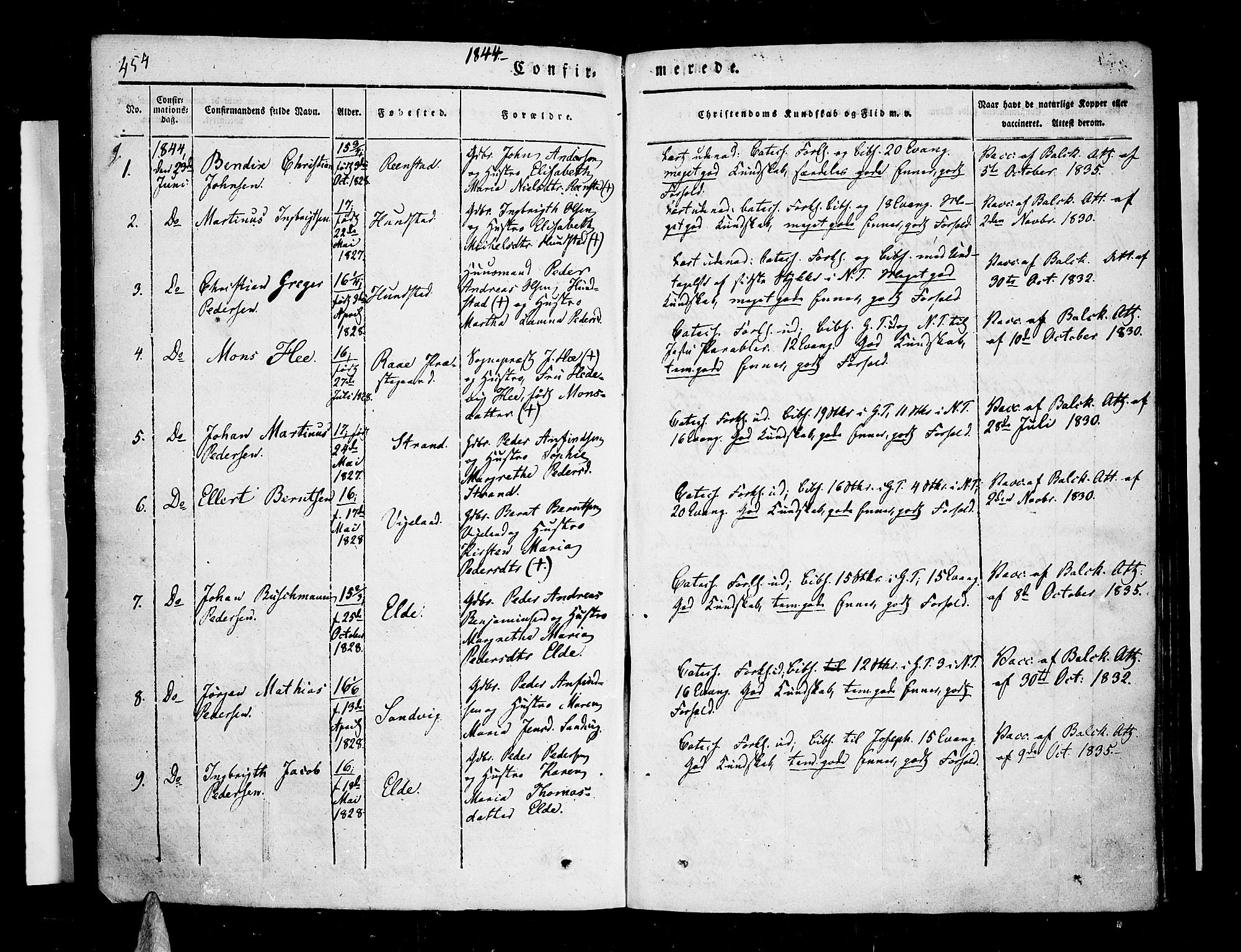 Kvæfjord sokneprestkontor, AV/SATØ-S-1323/G/Ga/Gaa/L0003kirke: Ministerialbok nr. 3, 1830-1857, s. 454