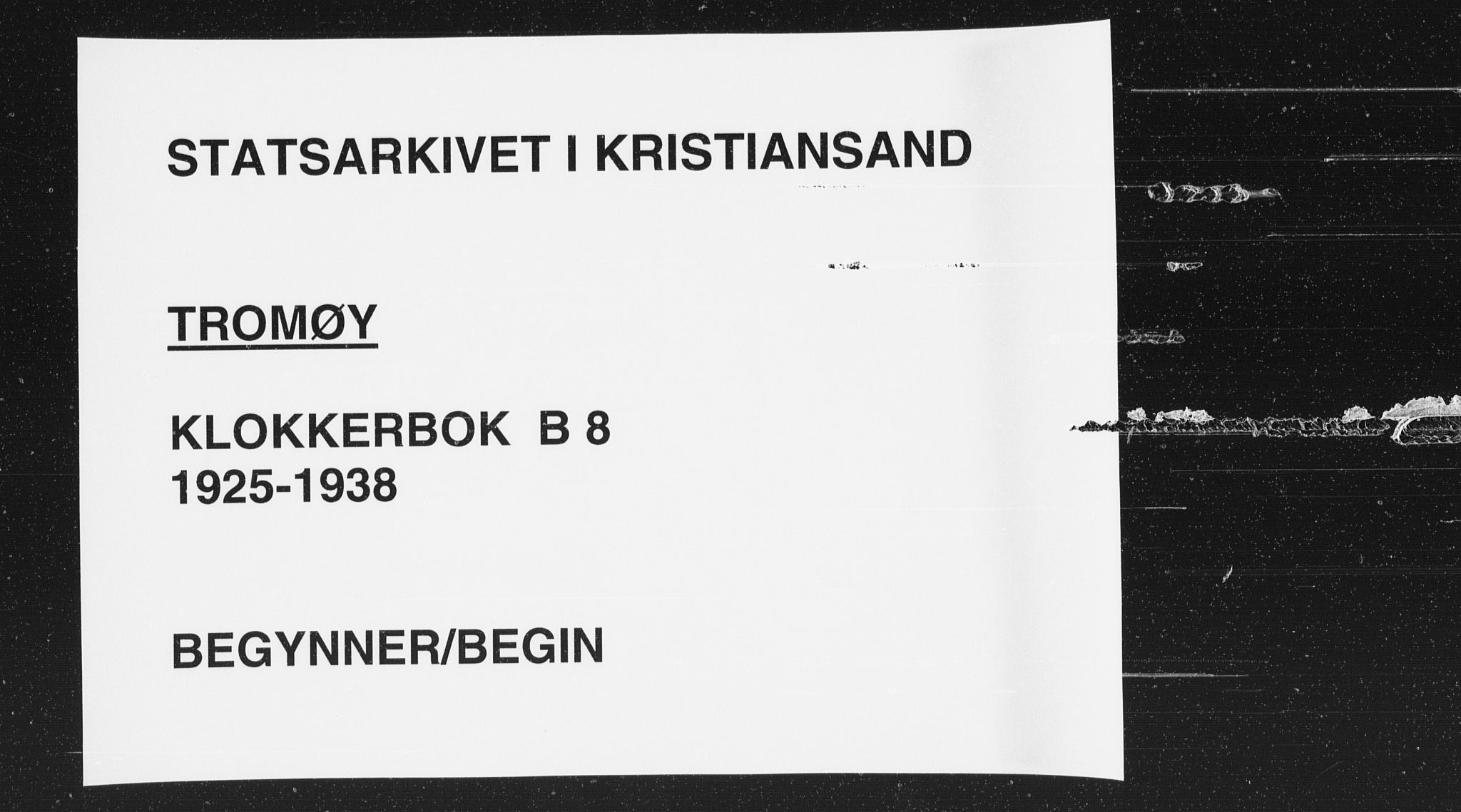 Tromøy sokneprestkontor, SAK/1111-0041/F/Fb/L0008: Klokkerbok nr. B 8, 1925-1938