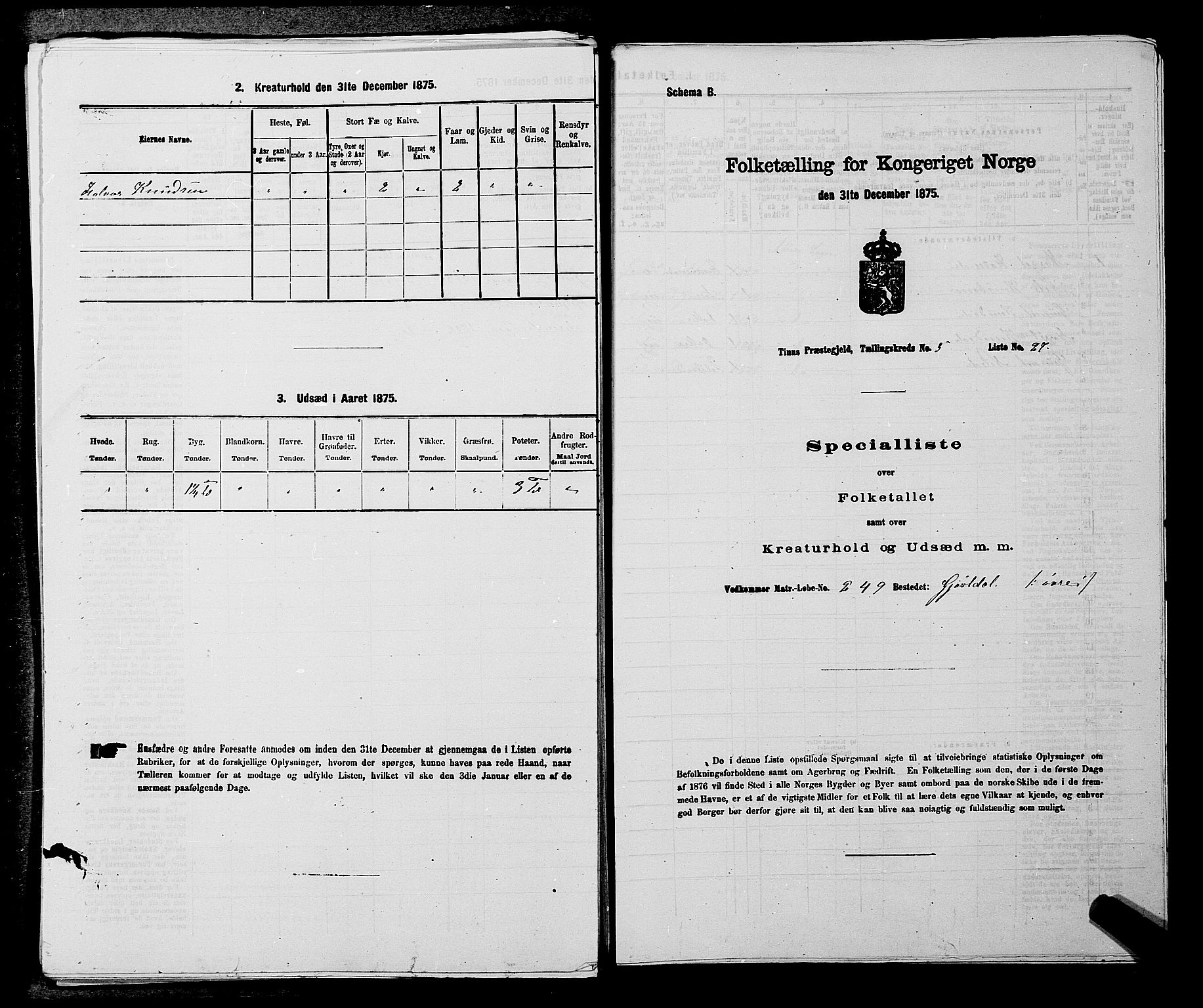 SAKO, Folketelling 1875 for 0826P Tinn prestegjeld, 1875, s. 736