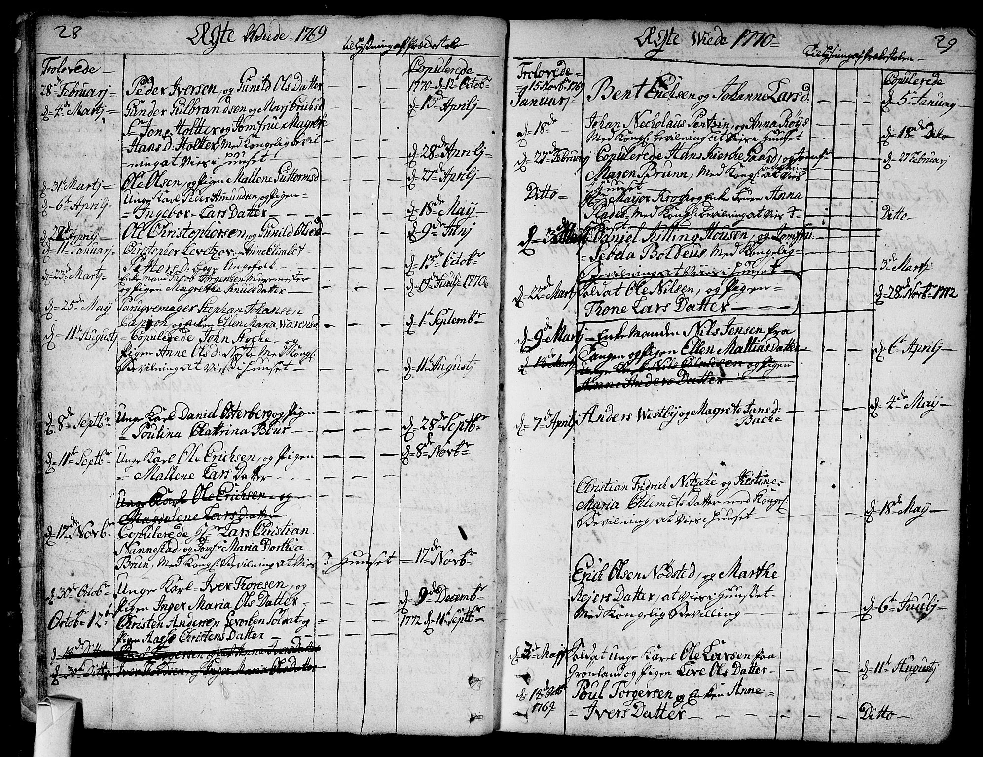 Bragernes kirkebøker, AV/SAKO-A-6/F/Fa/L0005: Ministerialbok nr. I 5, 1759-1781, s. 28-29