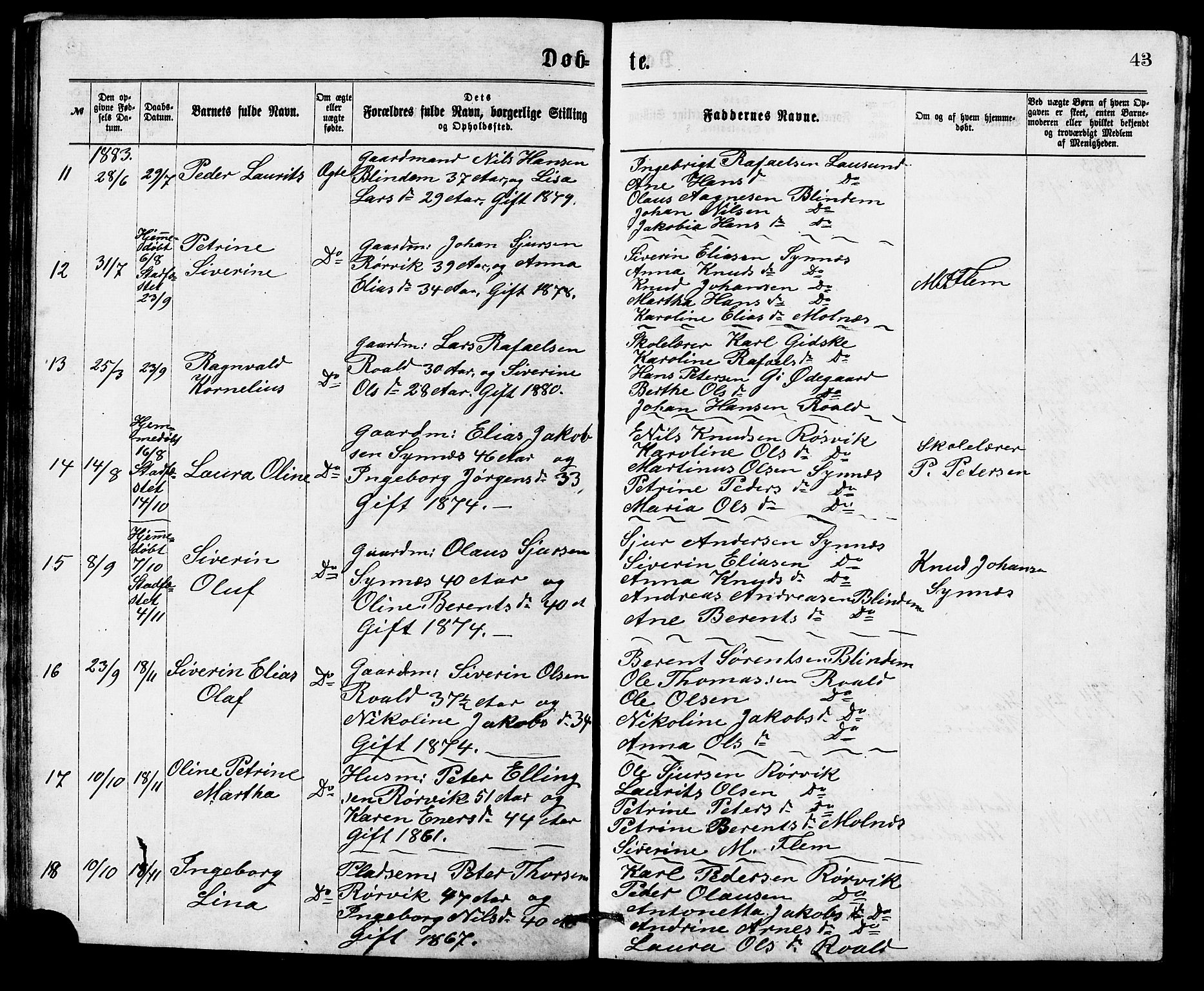 Ministerialprotokoller, klokkerbøker og fødselsregistre - Møre og Romsdal, AV/SAT-A-1454/537/L0521: Klokkerbok nr. 537C02, 1869-1888, s. 43