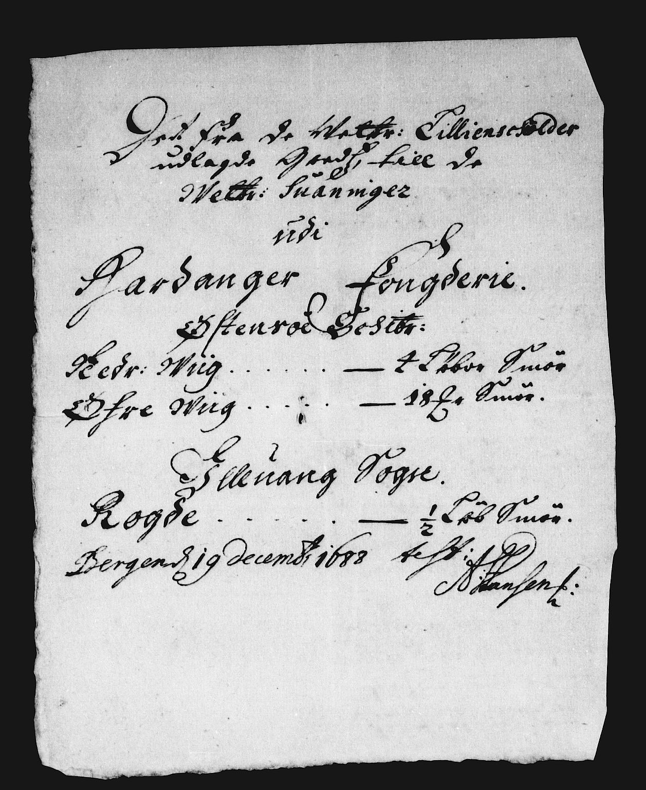 Rentekammeret inntil 1814, Reviderte regnskaper, Stiftamtstueregnskaper, Bergen stiftamt, AV/RA-EA-6043/R/Rc/L0088: Bergen stiftamt, 1688