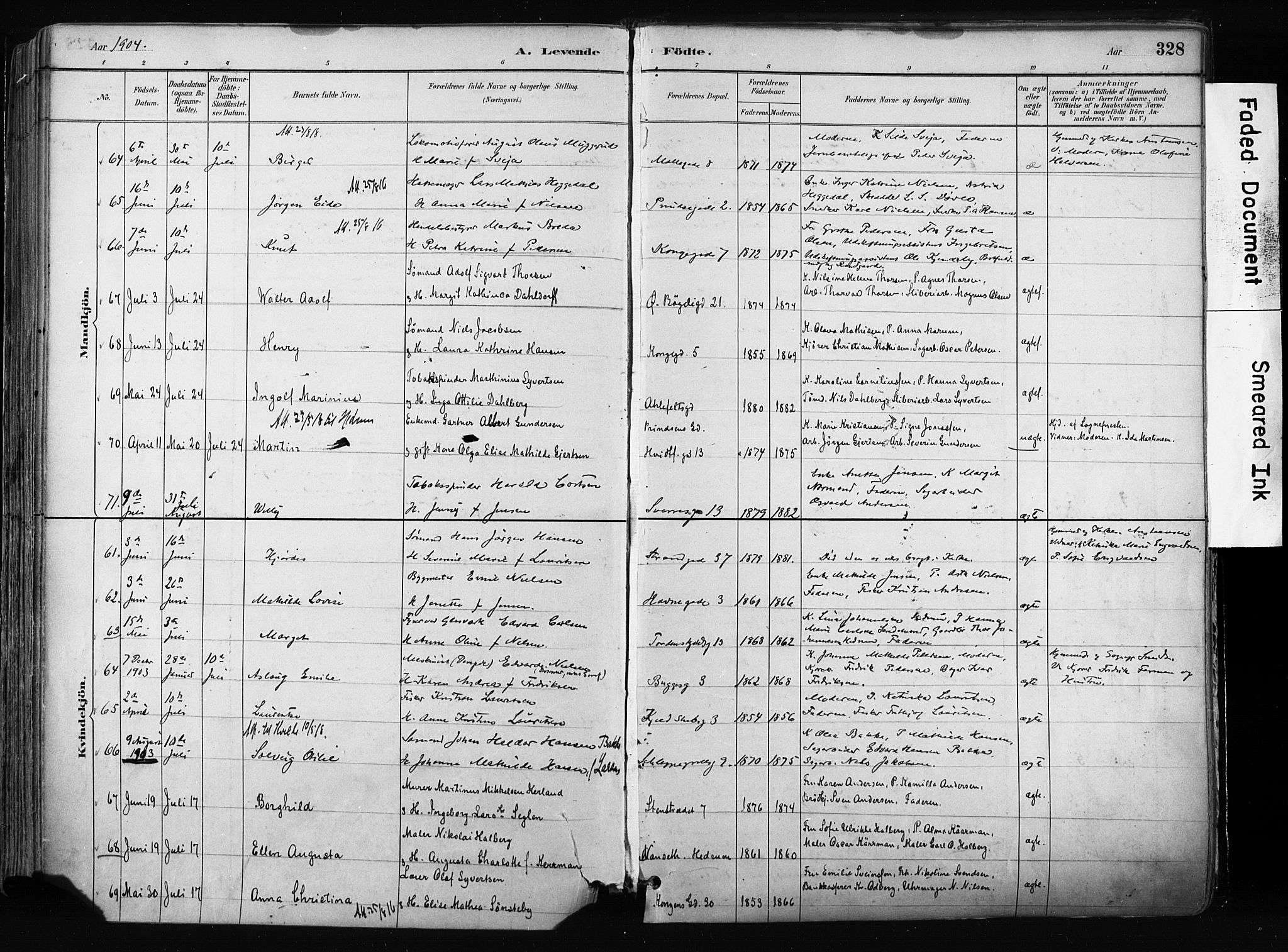 Larvik kirkebøker, AV/SAKO-A-352/F/Fa/L0009: Ministerialbok nr. I 9, 1884-1904, s. 328