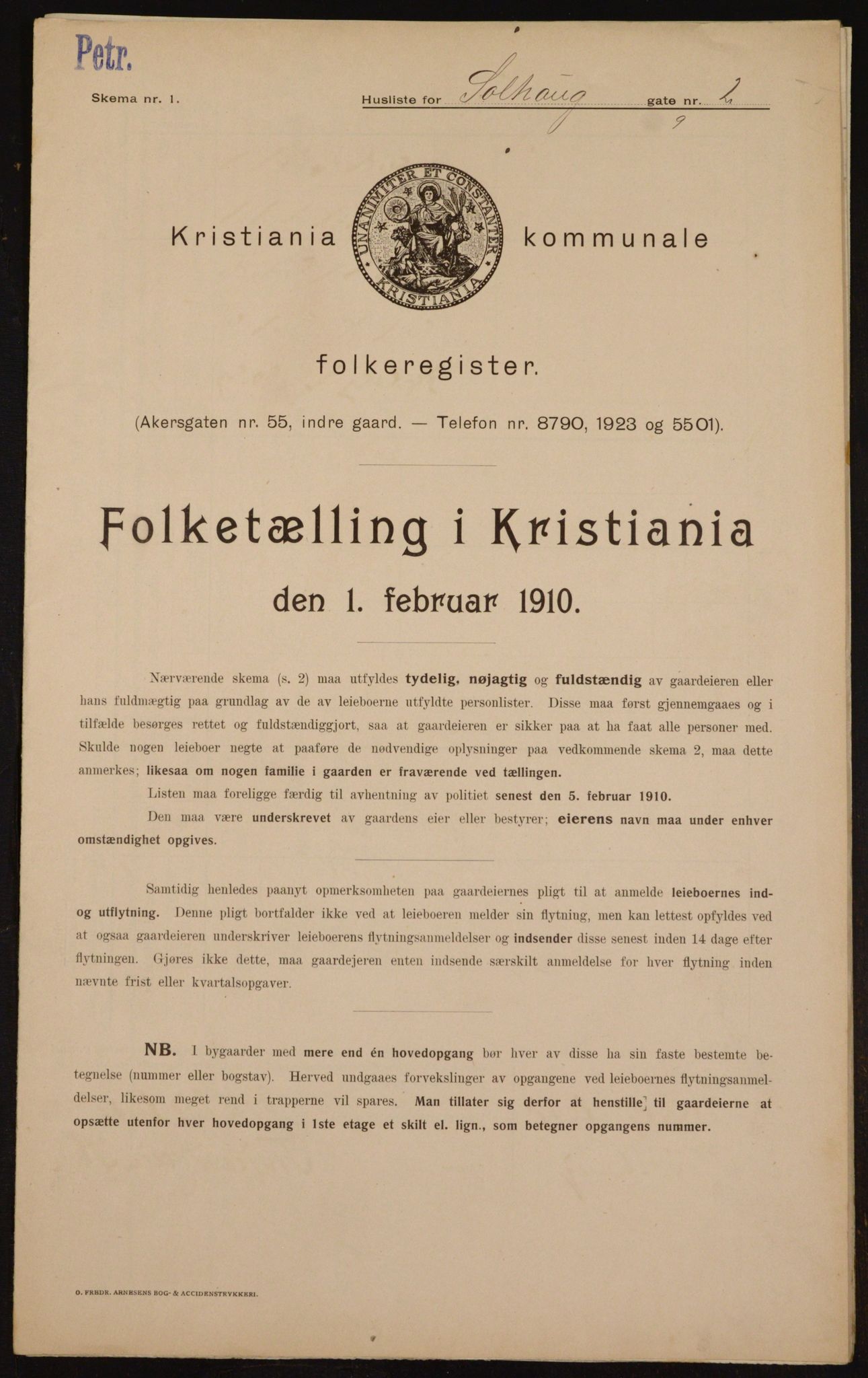 OBA, Kommunal folketelling 1.2.1910 for Kristiania, 1910, s. 94718