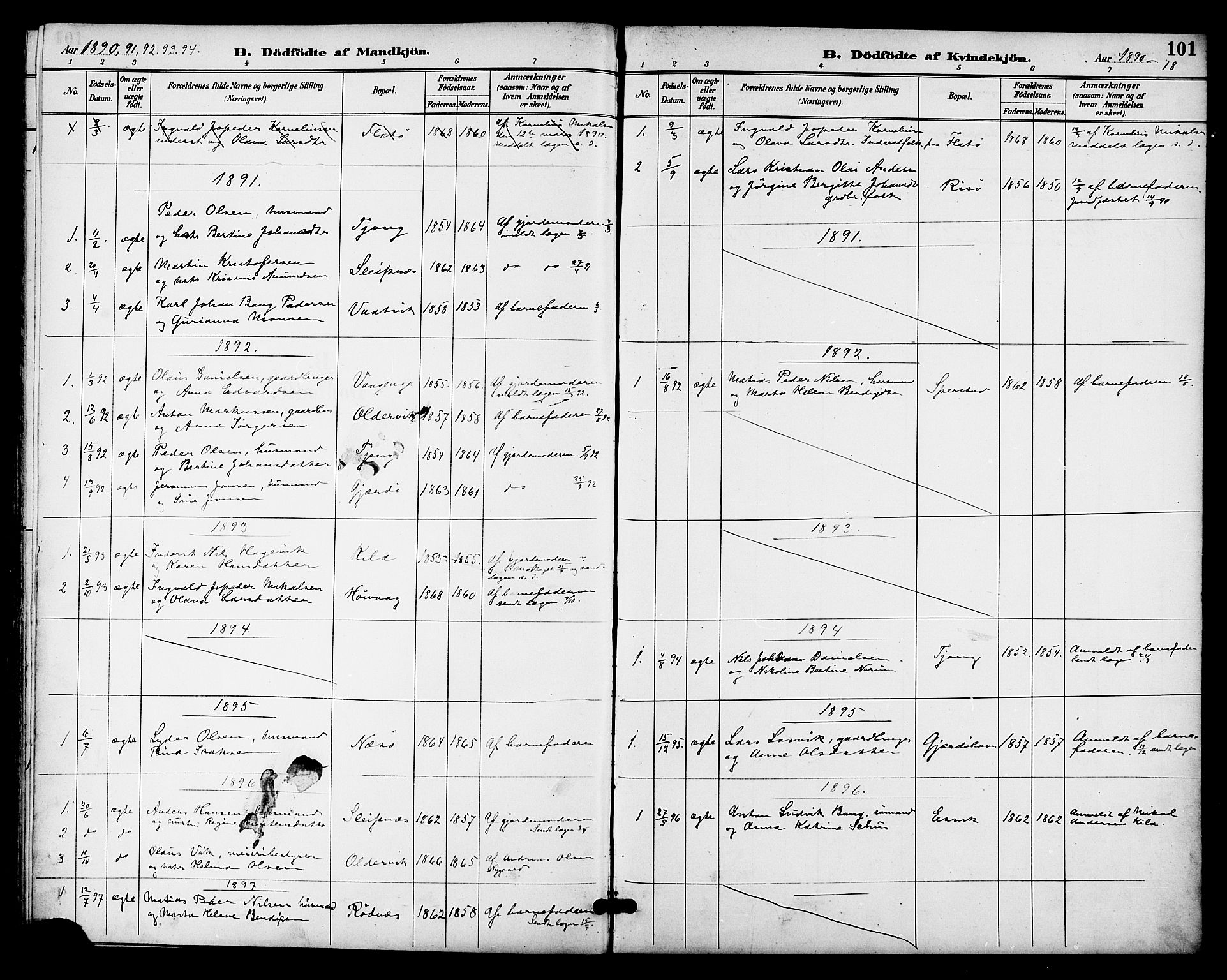 Ministerialprotokoller, klokkerbøker og fødselsregistre - Nordland, AV/SAT-A-1459/841/L0610: Ministerialbok nr. 841A14, 1890-1901, s. 101