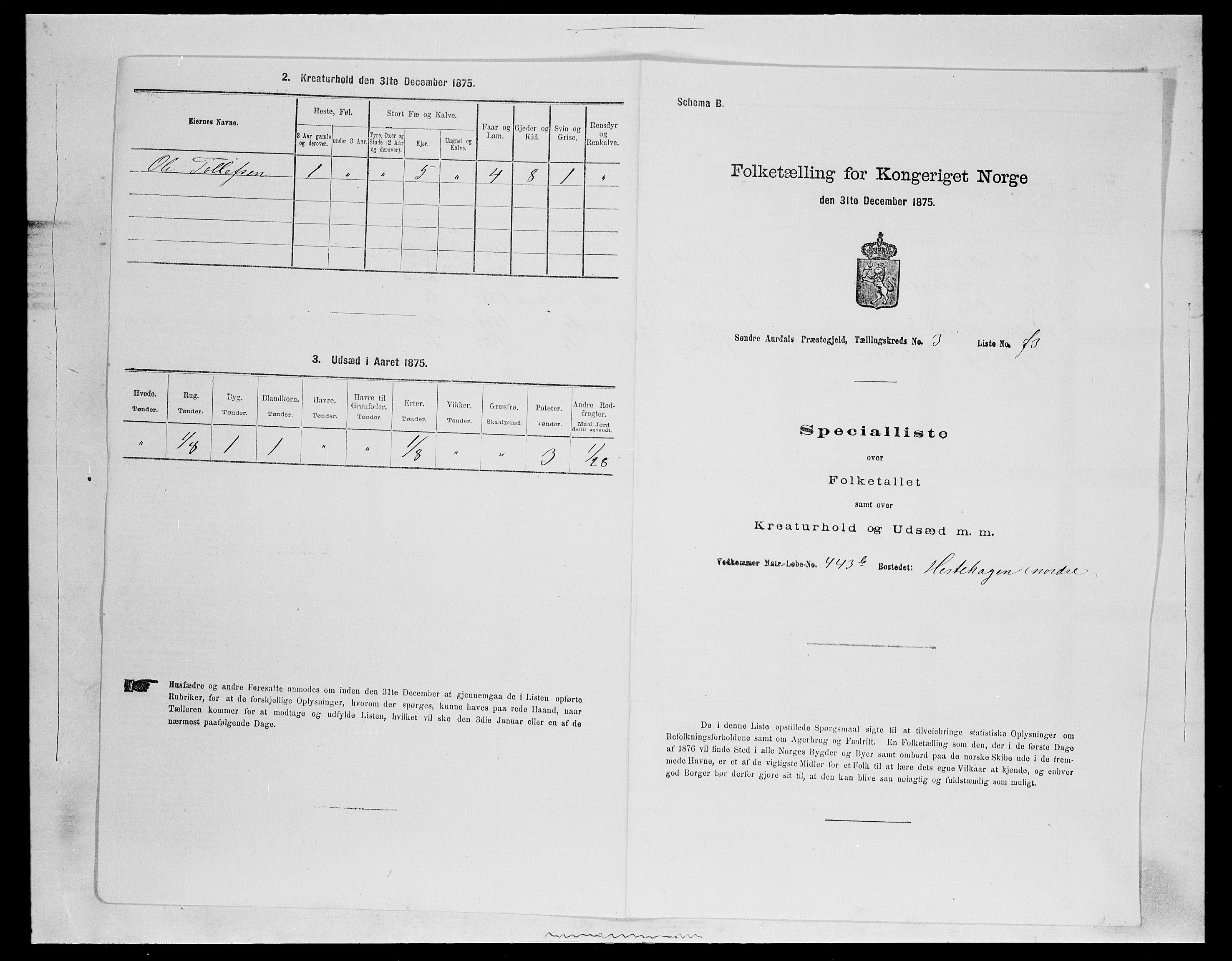 SAH, Folketelling 1875 for 0540P Sør-Aurdal prestegjeld, 1875, s. 671