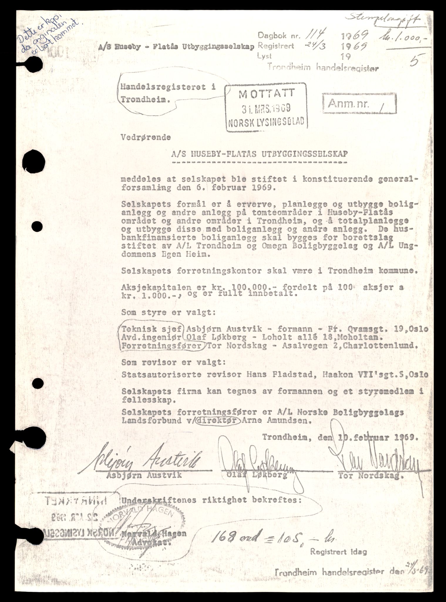 Trondheim byfogd, AV/SAT-A-0003/2/J/Jd/Jdd/L0024: Aksjeselskap, Hu-Il, 1944-1990, s. 7