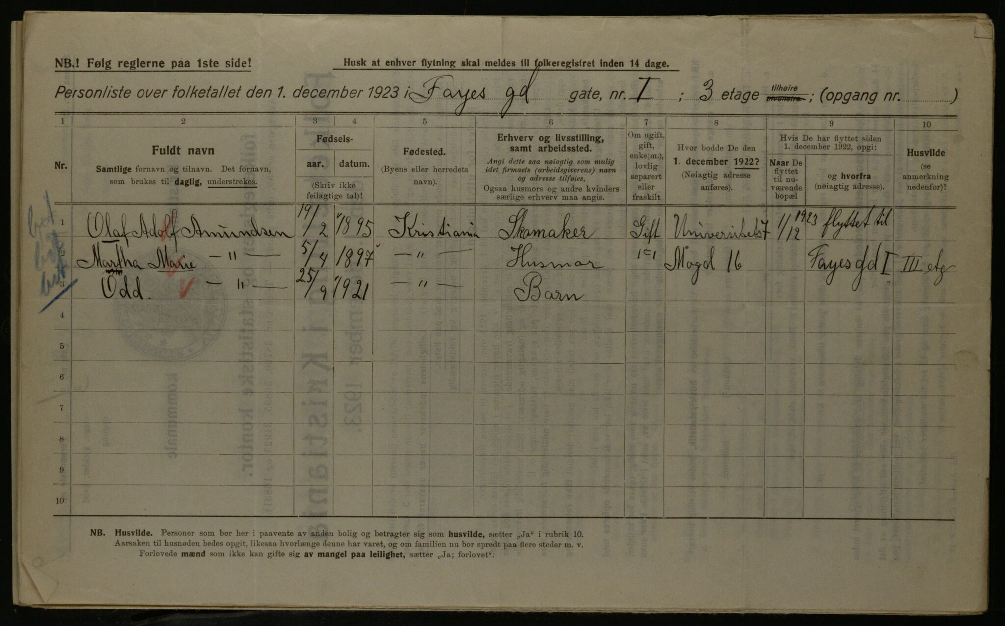 OBA, Kommunal folketelling 1.12.1923 for Kristiania, 1923, s. 26855