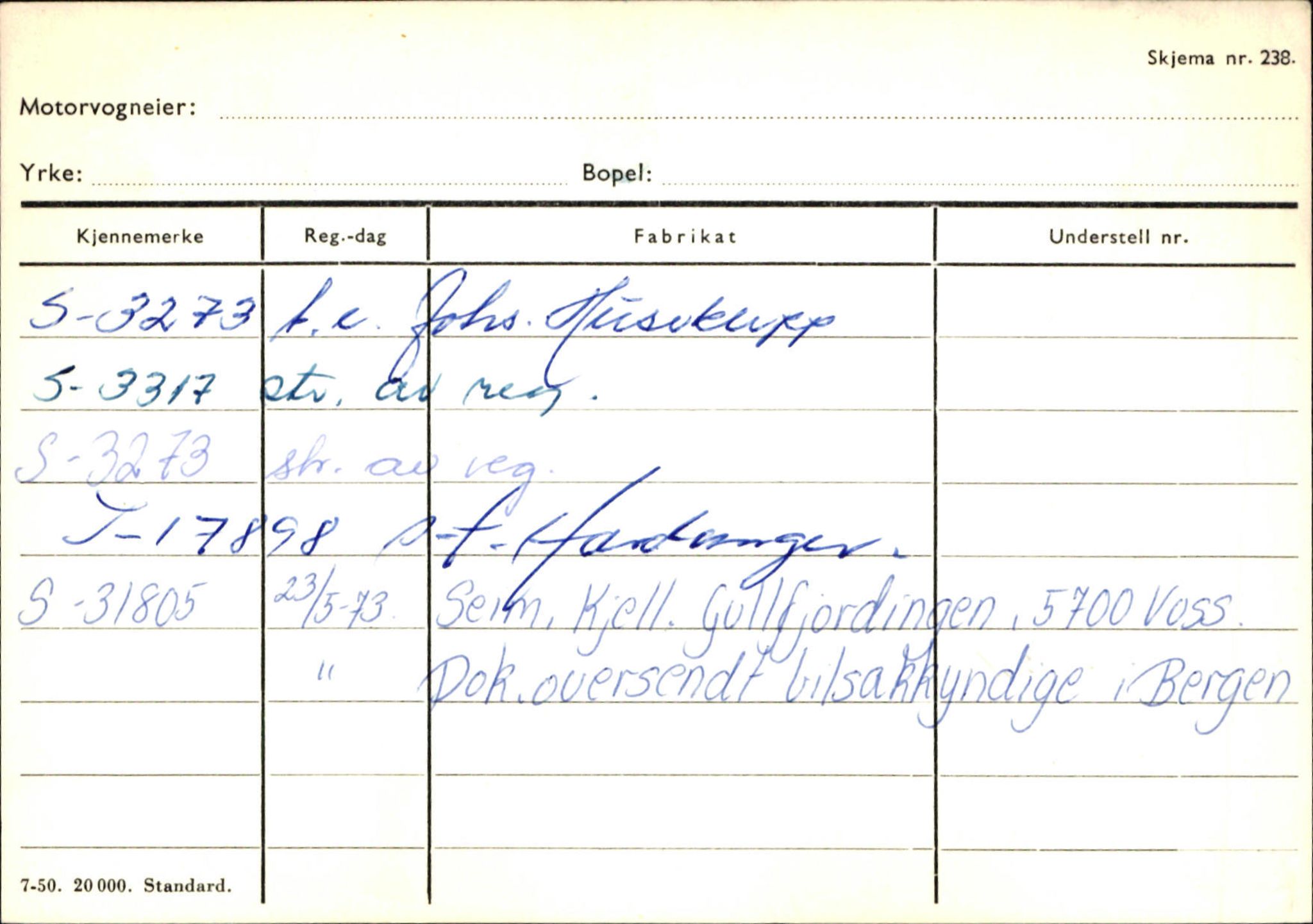 Statens vegvesen, Sogn og Fjordane vegkontor, AV/SAB-A-5301/4/F/L0125: Eigarregister Sogndal V-Å. Aurland A-Å. Fjaler A-N, 1945-1975, s. 1227