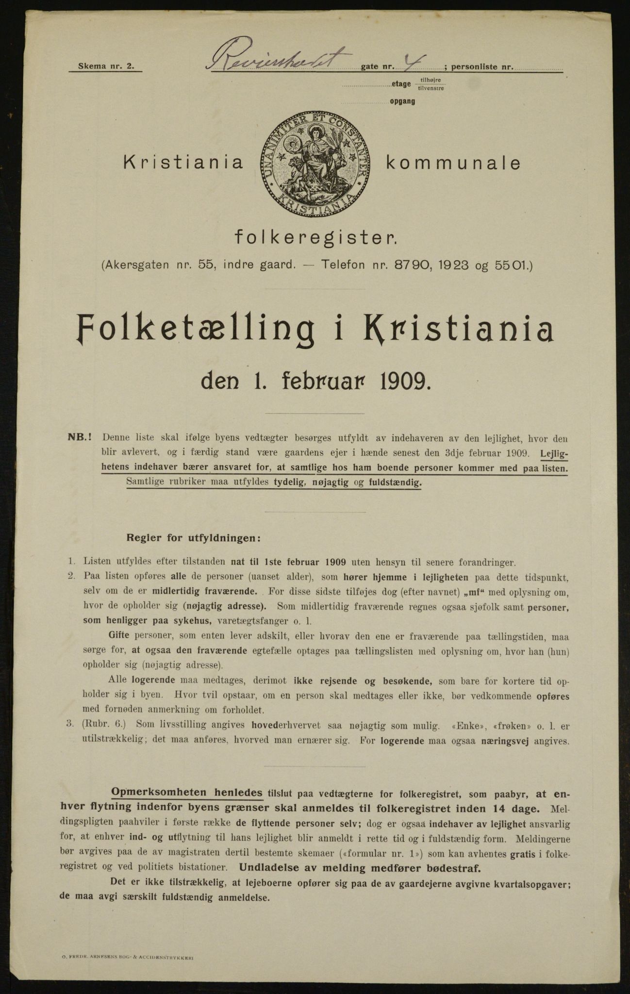 OBA, Kommunal folketelling 1.2.1909 for Kristiania kjøpstad, 1909, s. 75155