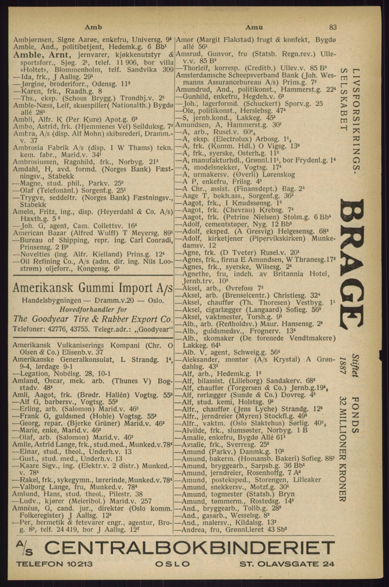Kristiania/Oslo adressebok, PUBL/-, 1927, s. 83