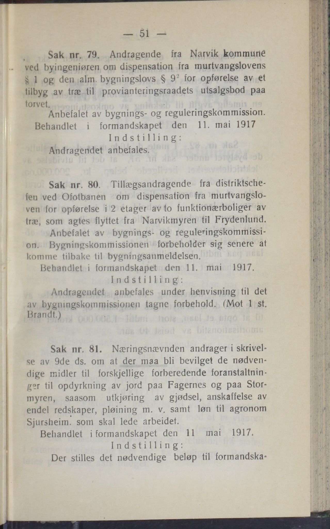 Narvik kommune. Formannskap , AIN/K-18050.150/A/Ab/L0007: Møtebok, 1917