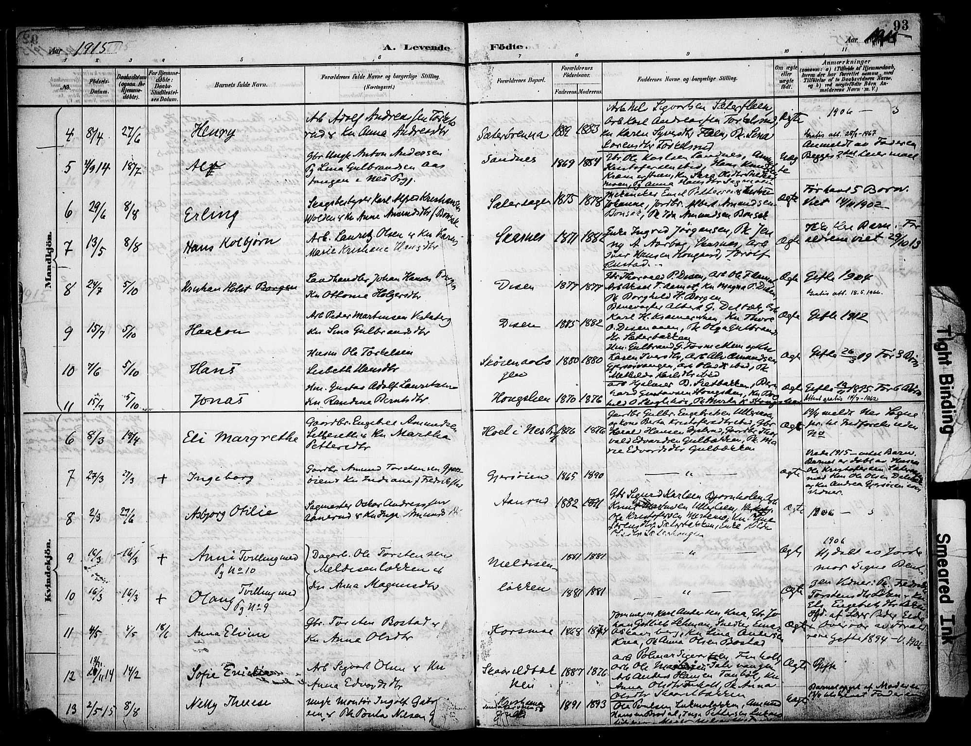 Sør-Odal prestekontor, SAH/PREST-030/H/Ha/Haa/L0008: Ministerialbok nr. 8, 1886-1922, s. 93