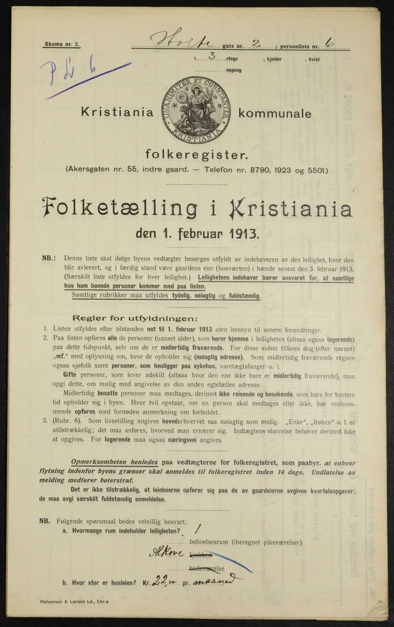 OBA, Kommunal folketelling 1.2.1913 for Kristiania, 1913, s. 40950