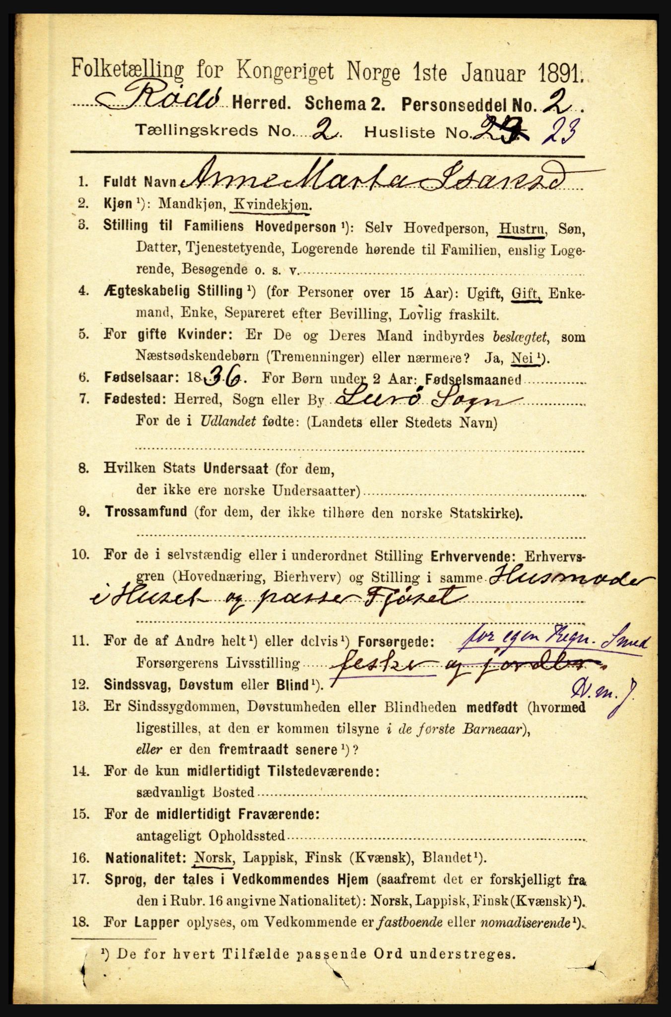 RA, Folketelling 1891 for 1836 Rødøy herred, 1891, s. 359