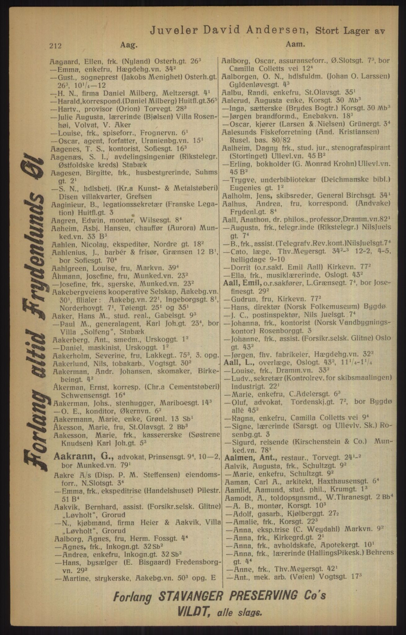 Kristiania/Oslo adressebok, PUBL/-, 1915, s. 212