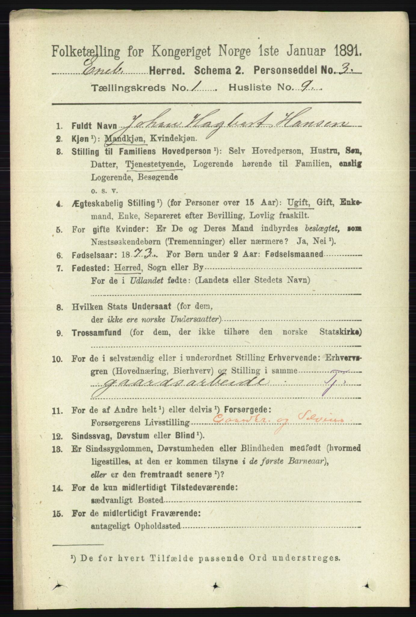 RA, Folketelling 1891 for 0229 Enebakk herred, 1891, s. 181